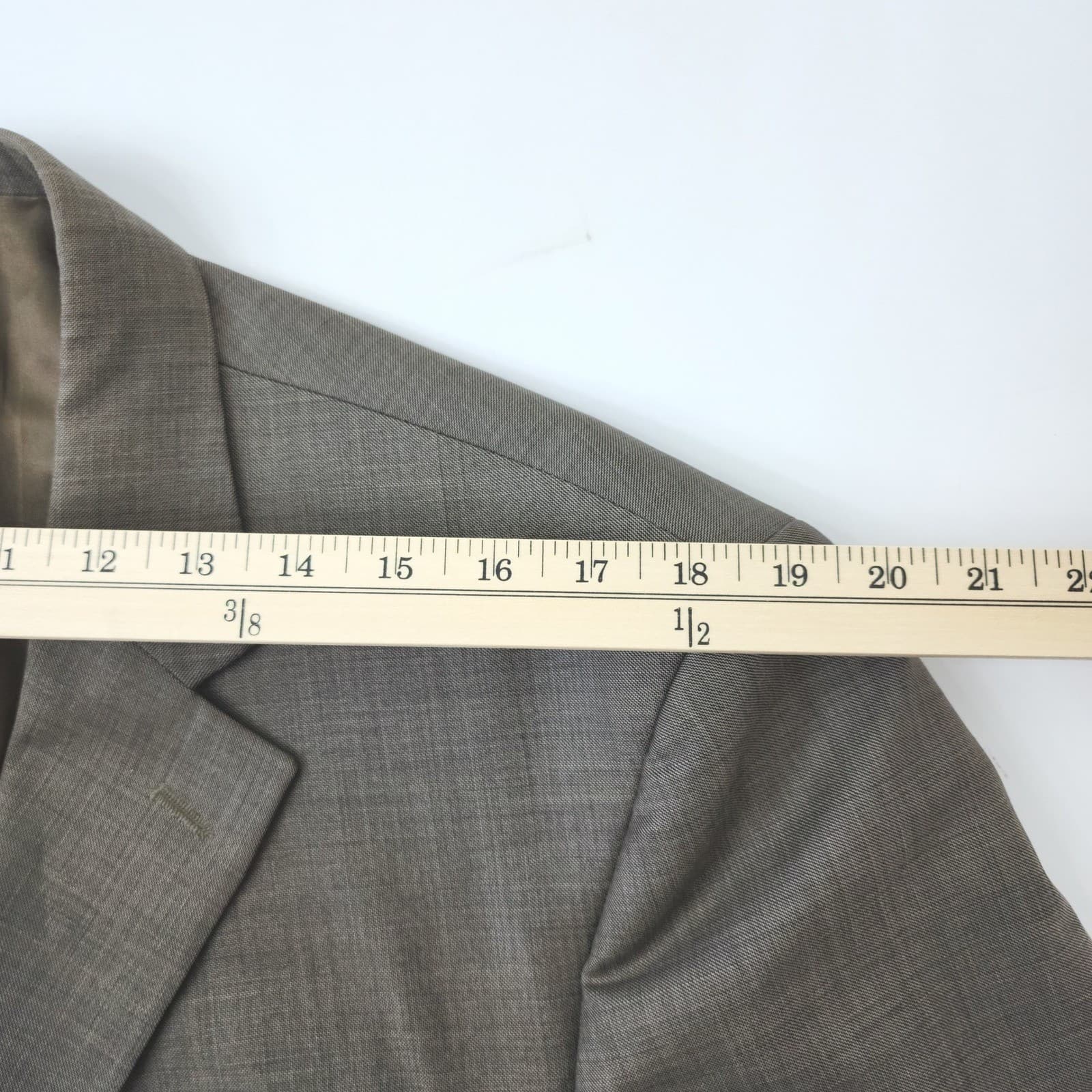 Stafford Men's 2 Piece Suit Brown 100% Wool 3 Button Blazer 44 L Pants 34x34 - Thumbnail 10