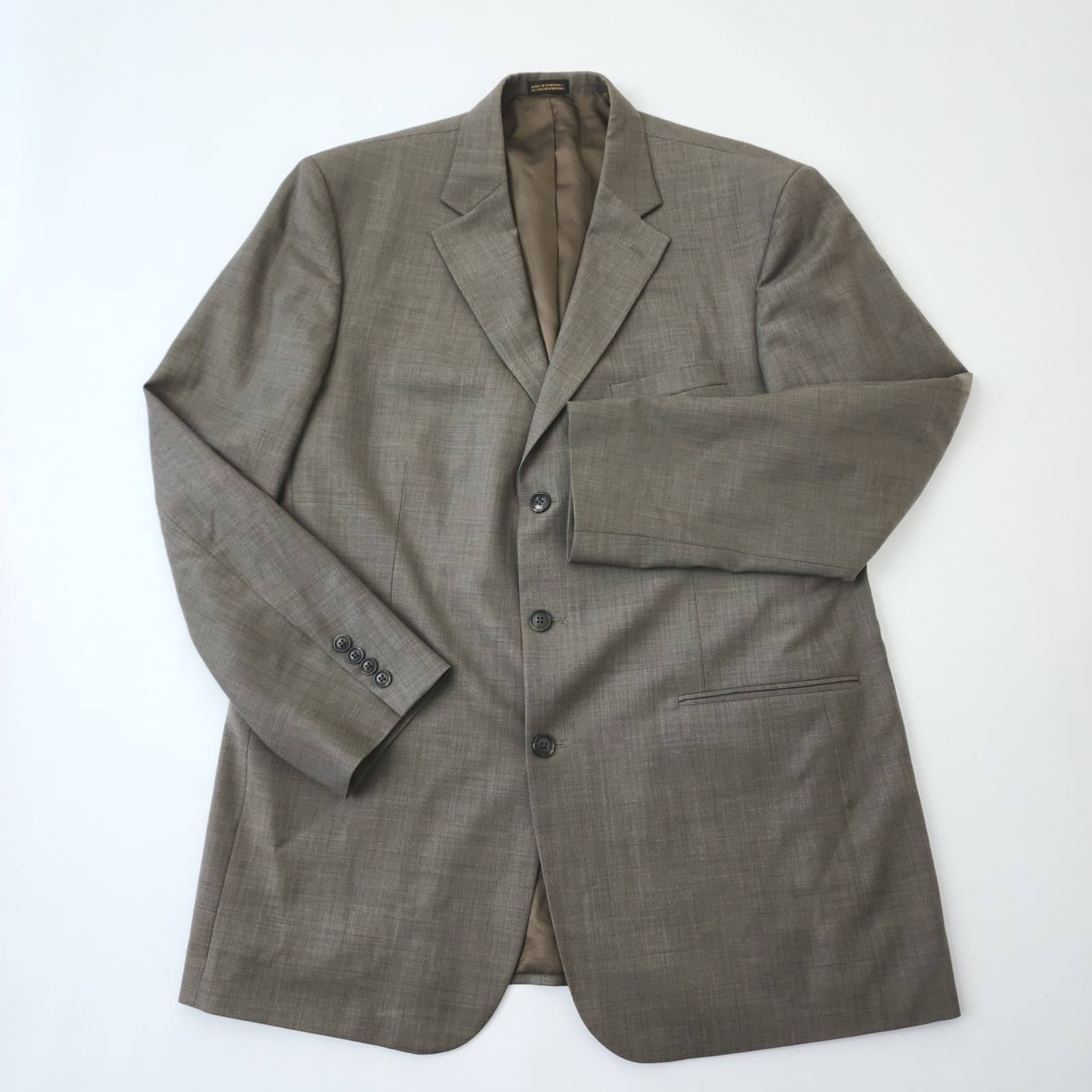 Stafford Men's 2 Piece Suit Brown 100% Wool 3 Button Blazer 44 L Pants 34x34 - Thumbnail 2