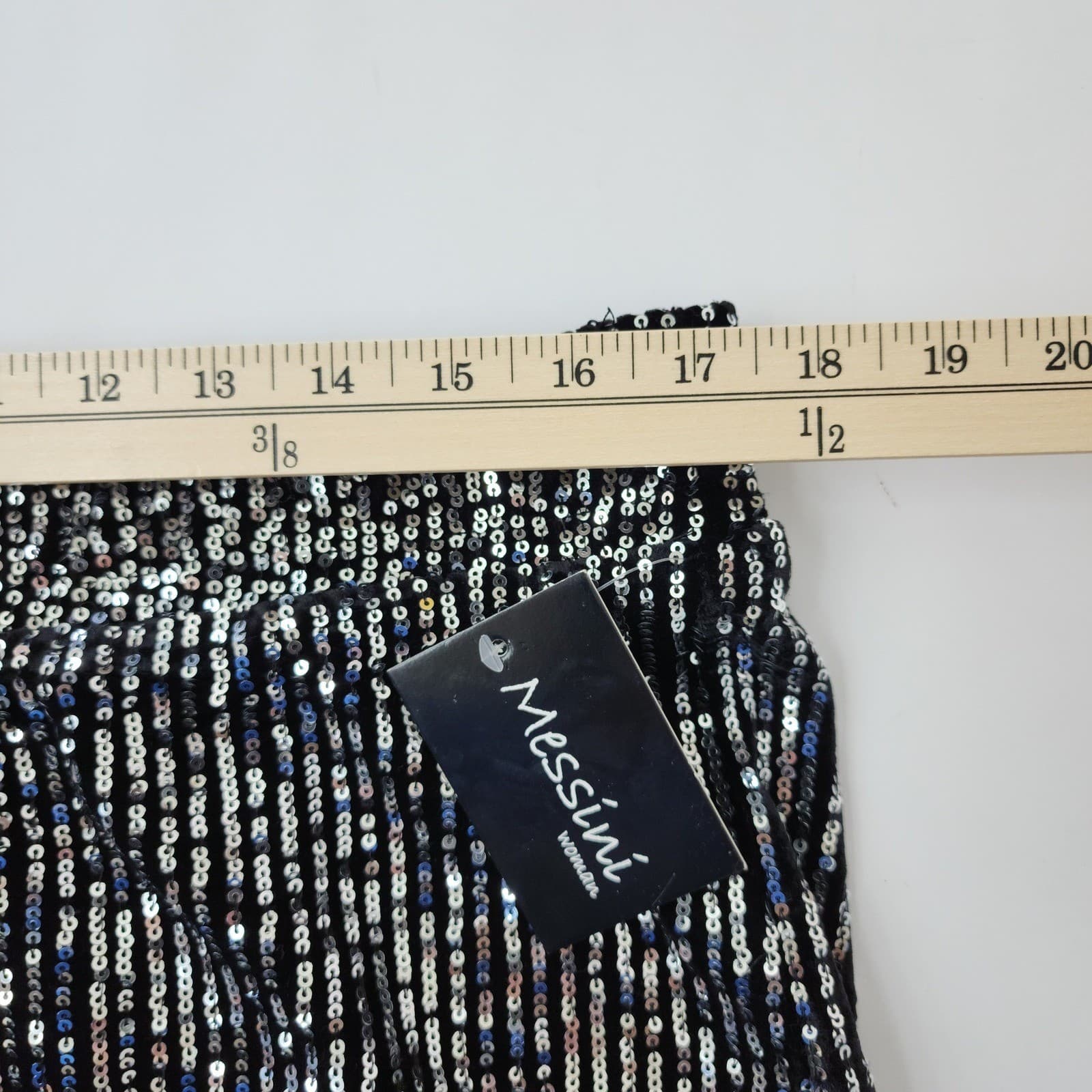 Messini Woman Sequin Wide Leg Pants Silver Black Striped Party Trousers 1X NWT - Thumbnail 5