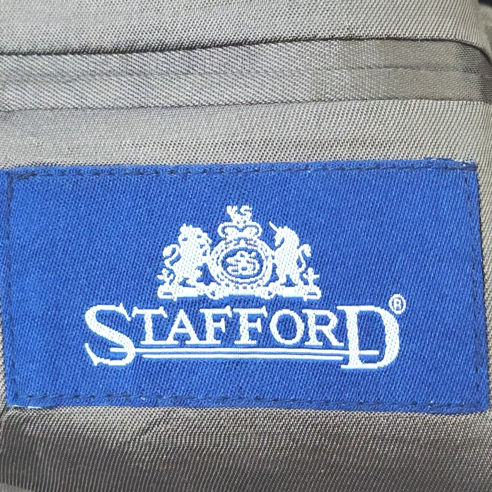 Stafford Men's 2 Piece Suit Brown 100% Wool 3 Button Blazer 44 L Pants 34x34 - Thumbnail 8