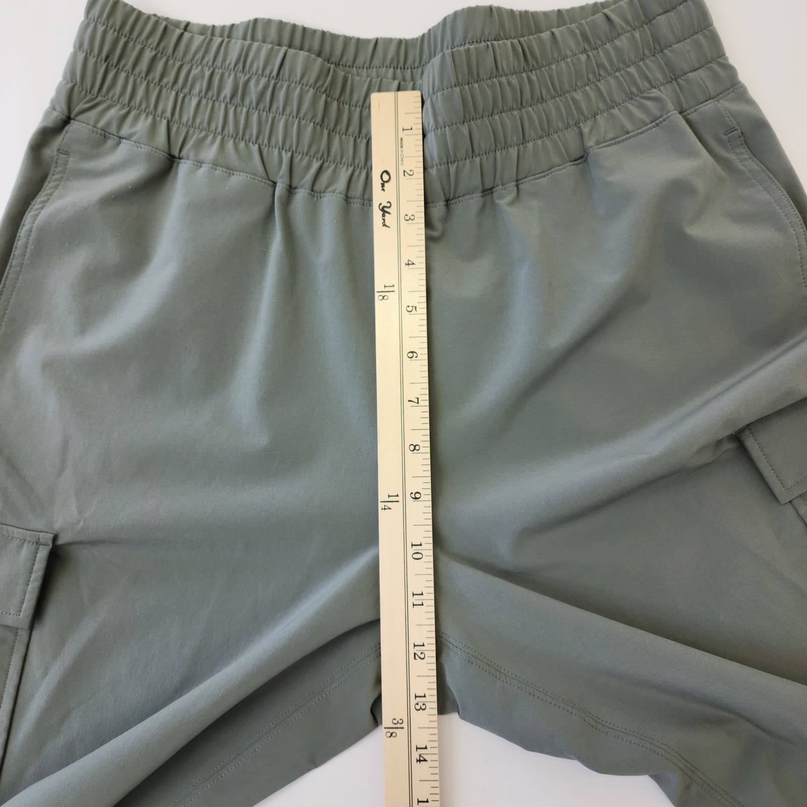 Sage Green Cargo Jogger Pants Elastic Waist Utility Hiking Trousers Men's M - Thumbnail 2