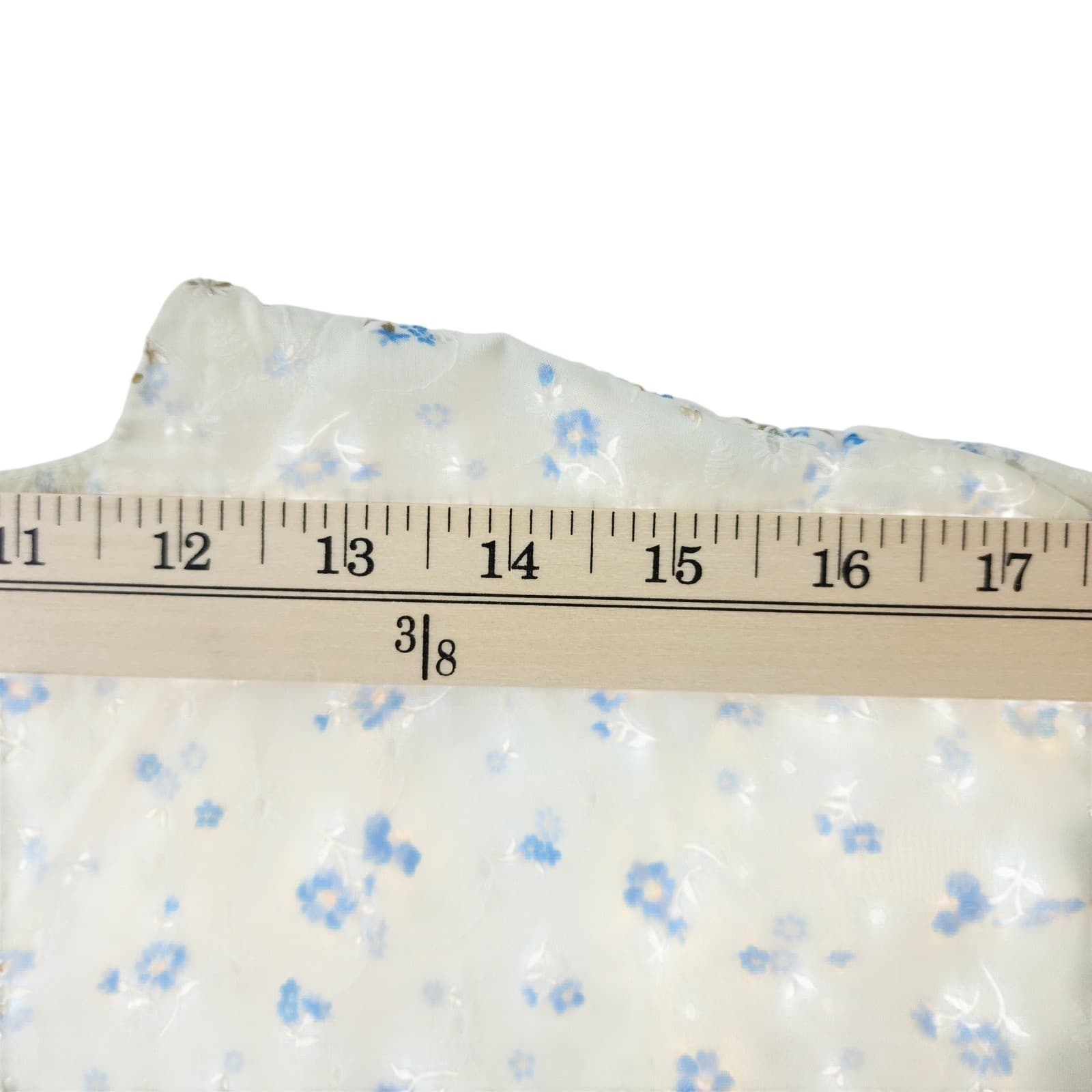 1.STATE Womens 2X Blue Floral Eyelet Button Front V-Neck Short Sleeve Blouse - Thumbnail 4