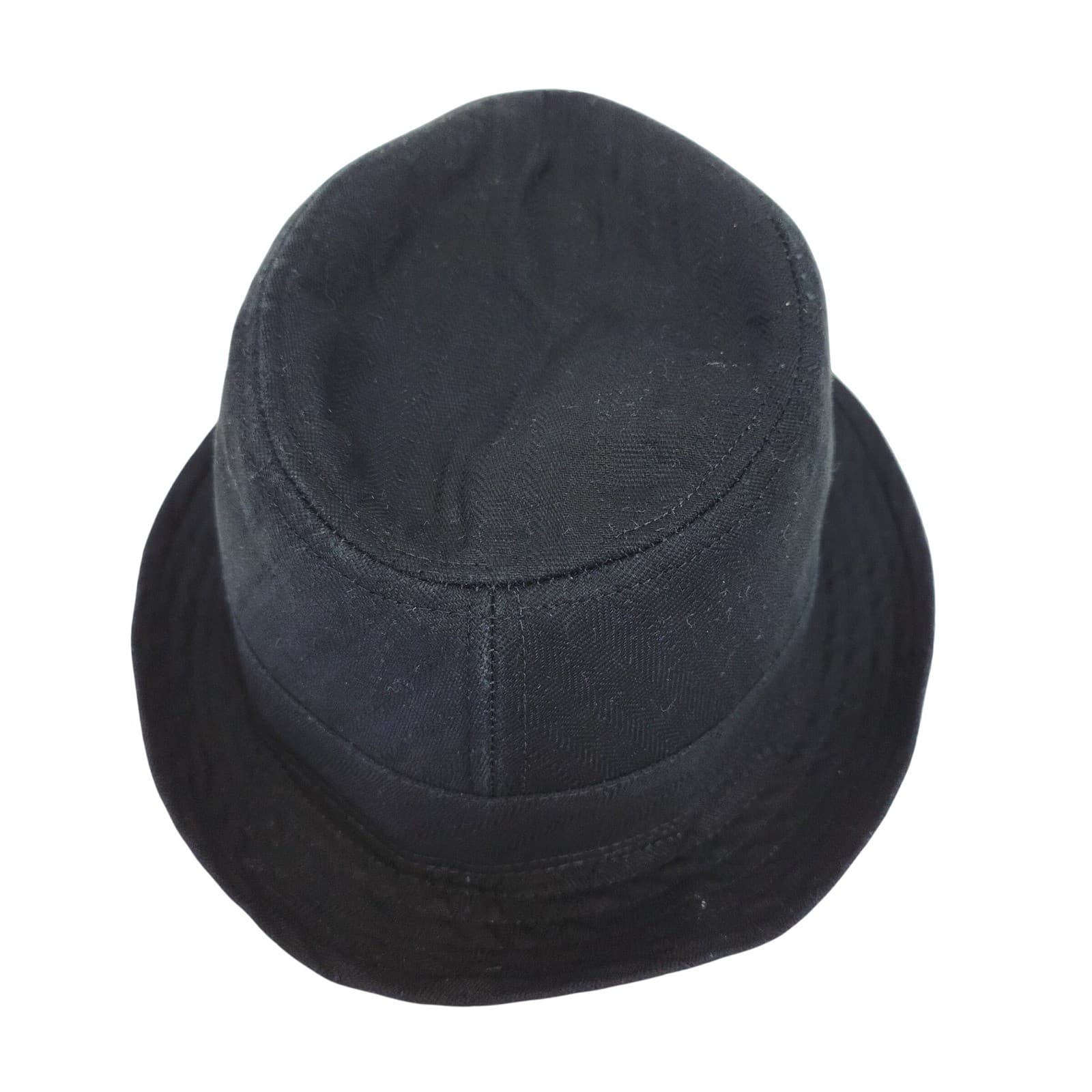 George Mens Black Herringbone Fedora Trilby Hat Size L-XL Classic Style - Thumbnail 2