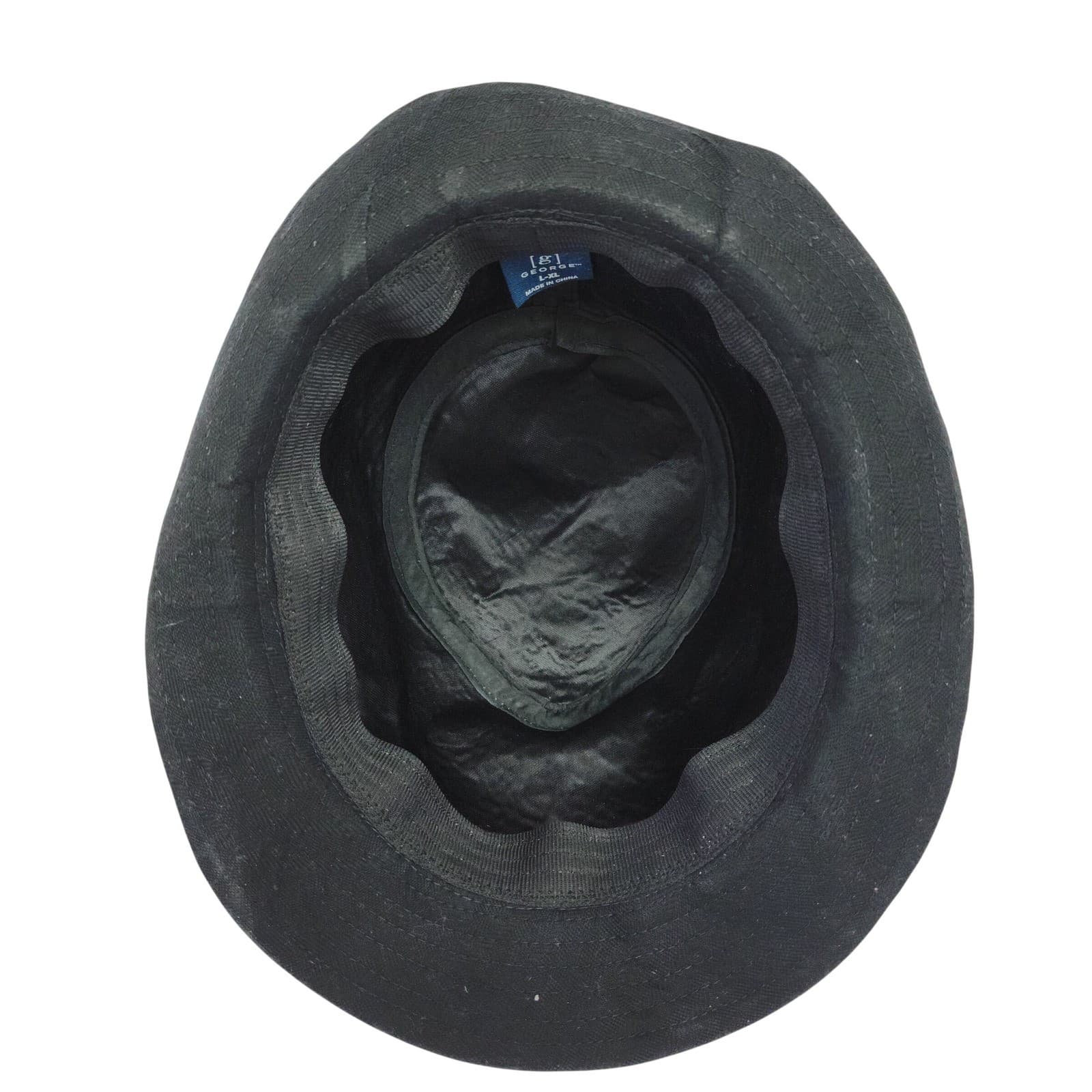 George Mens Black Herringbone Fedora Trilby Hat Size L-XL Classic Style - Thumbnail 3
