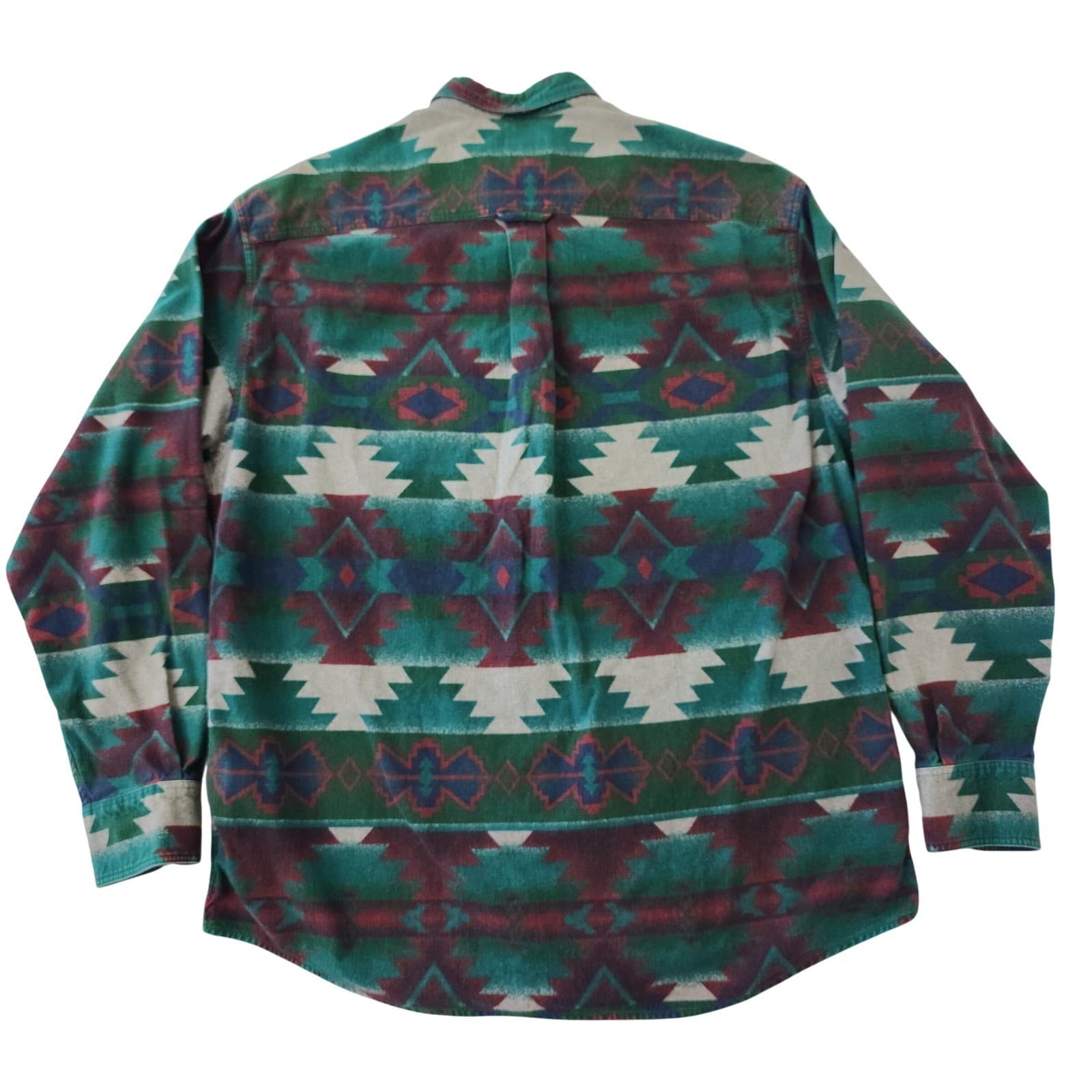 Cabelas Mens Large Southwestern Geometric Flannel Button Down Shirt Green Multi - Thumbnail 2