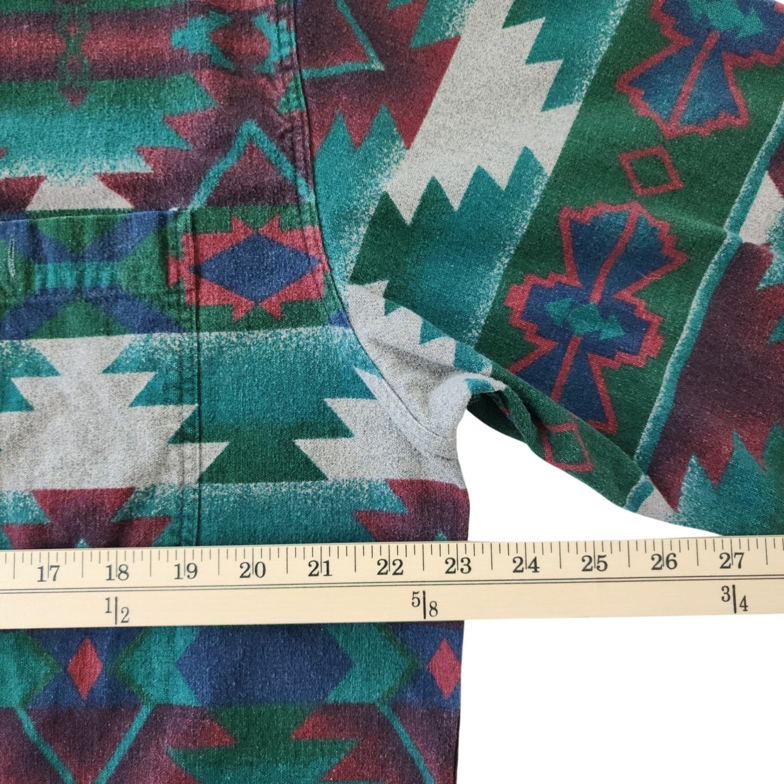 Cabelas Mens Large Southwestern Geometric Flannel Button Down Shirt Green Multi - Thumbnail 6