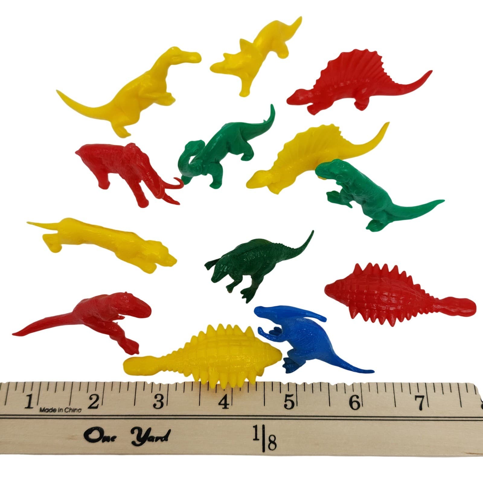Vintage Style Plastic Dinosaur Toy Figures Lot 12pc Mixed Colors T-Rex Mammoth - Thumbnail 5