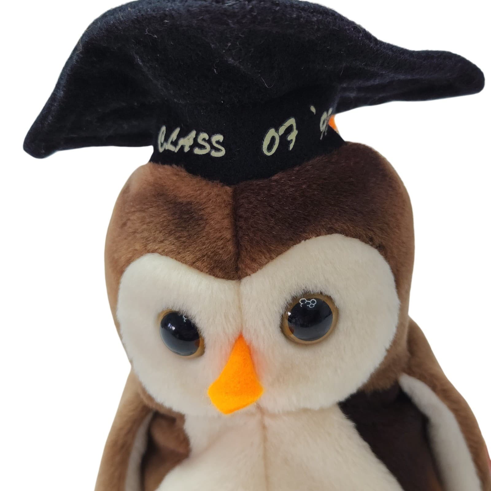 Ty Beanie Baby Wise the Owl Graduation Class of 1998 Brown Plush with Cap Tassel - Thumbnail 5