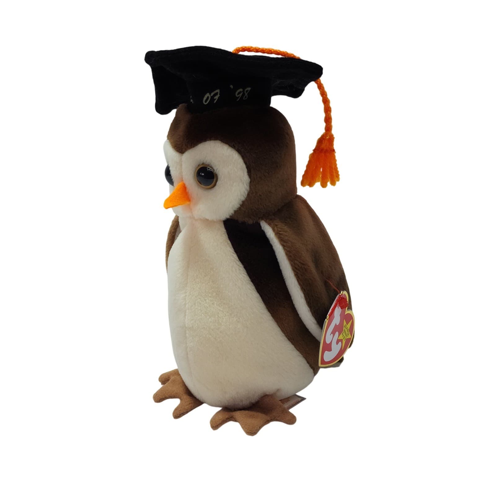 Ty Beanie Baby Wise the Owl Graduation Class of 1998 Brown Plush with Cap Tassel - Thumbnail 2