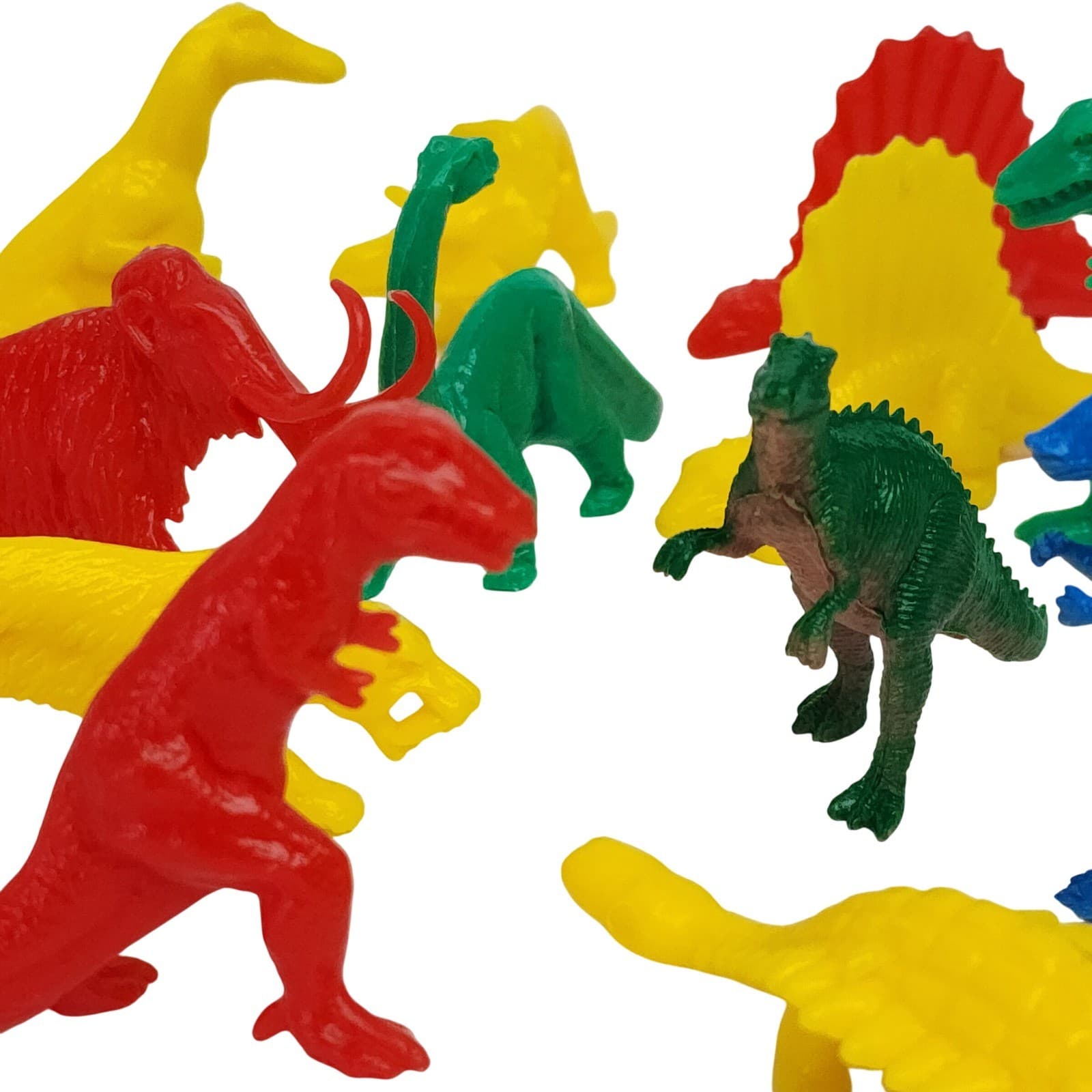 Vintage Style Plastic Dinosaur Toy Figures Lot 12pc Mixed Colors T-Rex Mammoth - Thumbnail 3