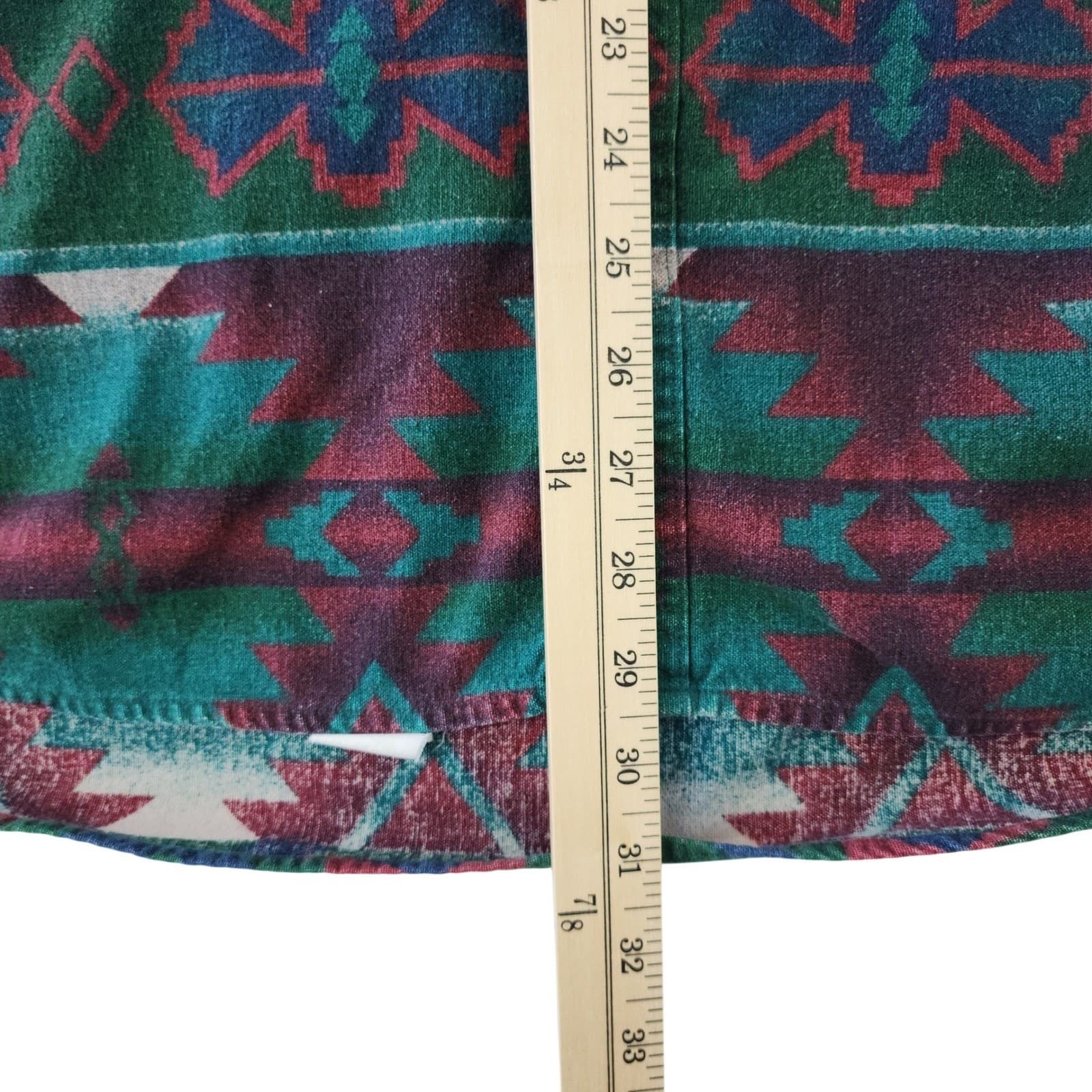 Cabelas Mens Large Southwestern Geometric Flannel Button Down Shirt Green Multi - Thumbnail 4