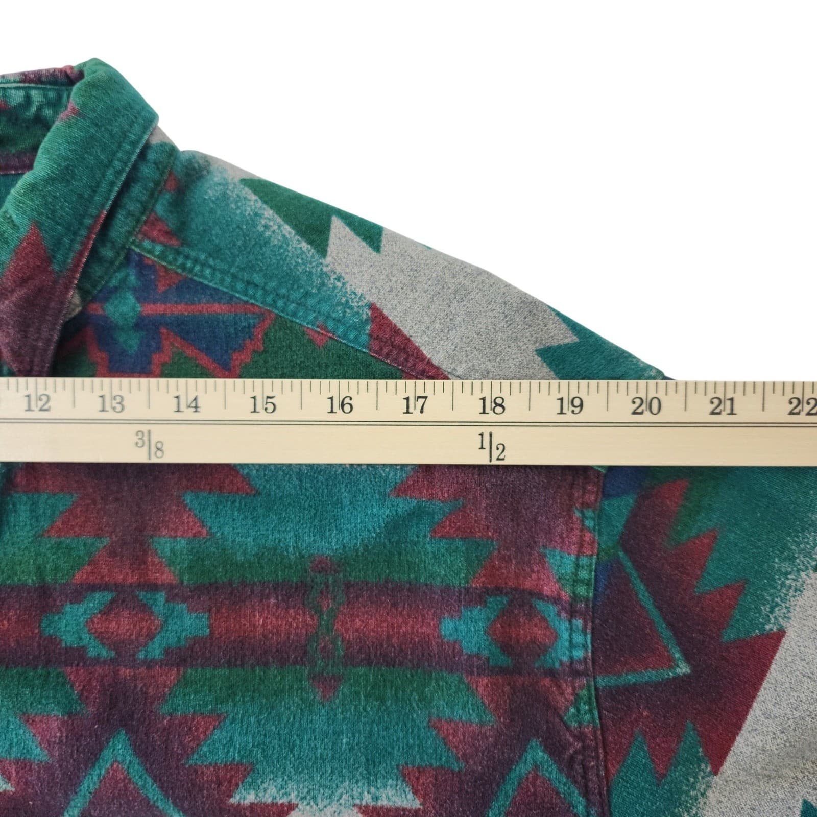 Cabelas Mens Large Southwestern Geometric Flannel Button Down Shirt Green Multi - Thumbnail 5