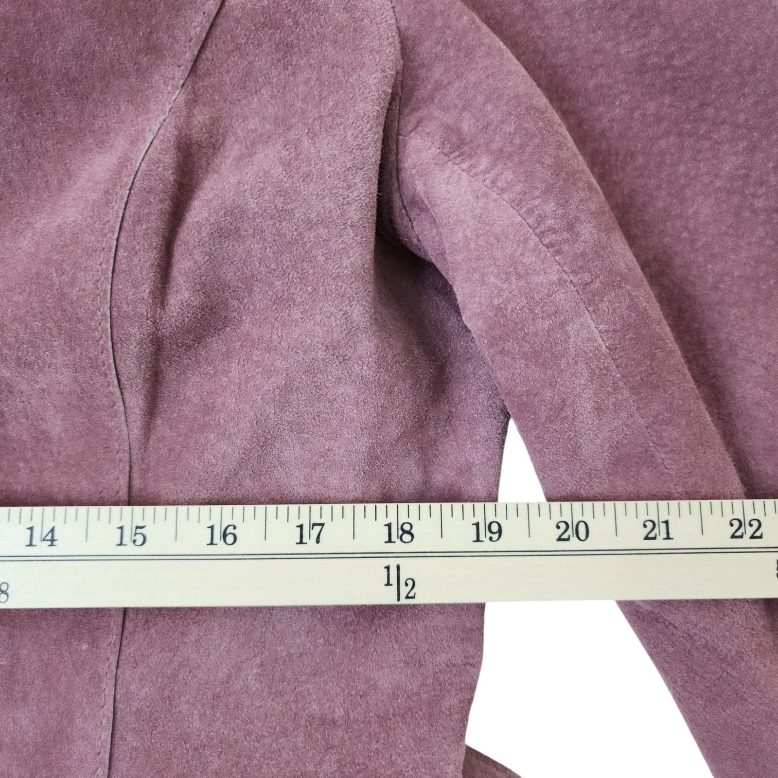 Janeville Womens XL Mauve Pink Suede Leather Belted Trench Coat Jacket Mid - Thumbnail 8
