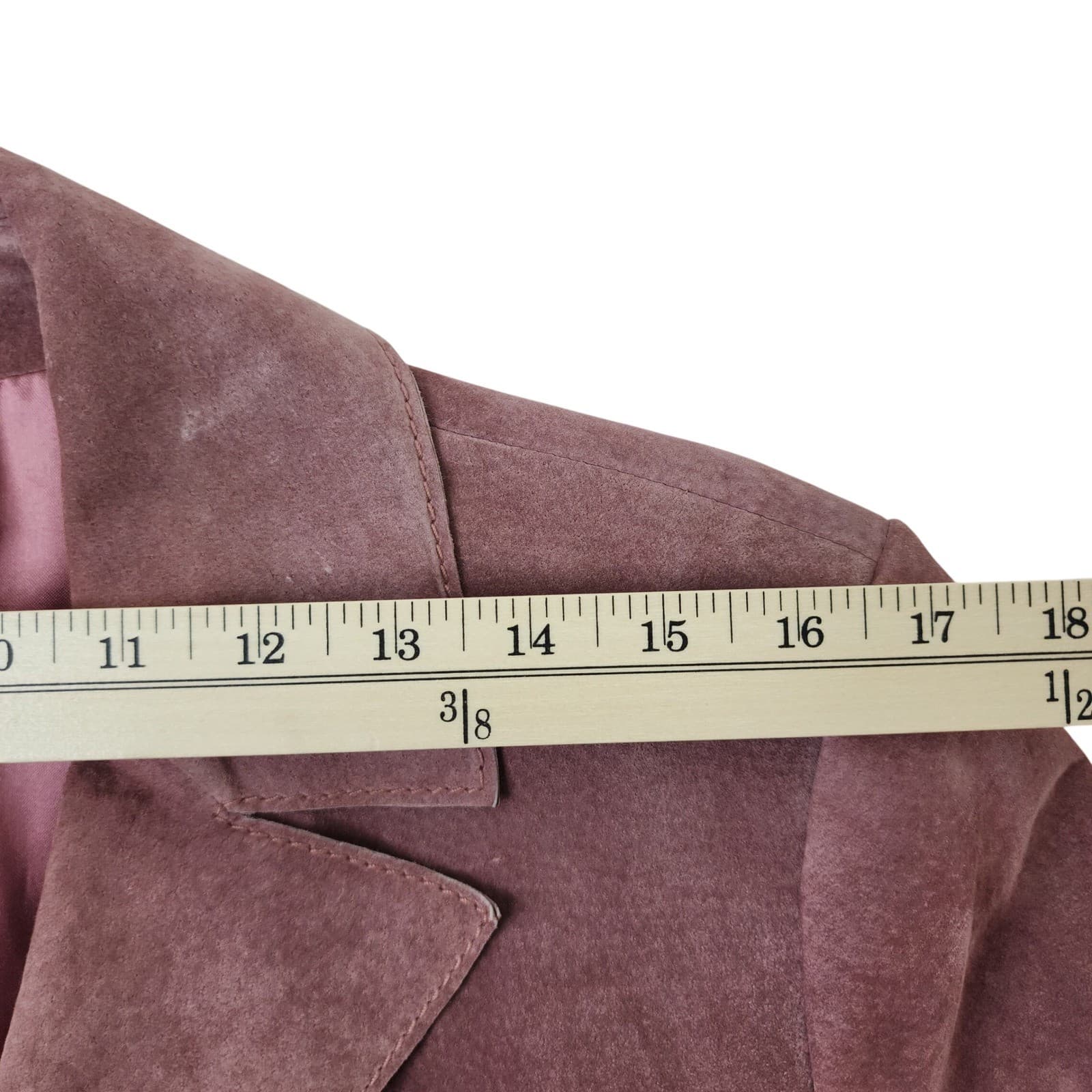 Janeville Womens XL Mauve Pink Suede Leather Belted Trench Coat Jacket Mid - Thumbnail 7
