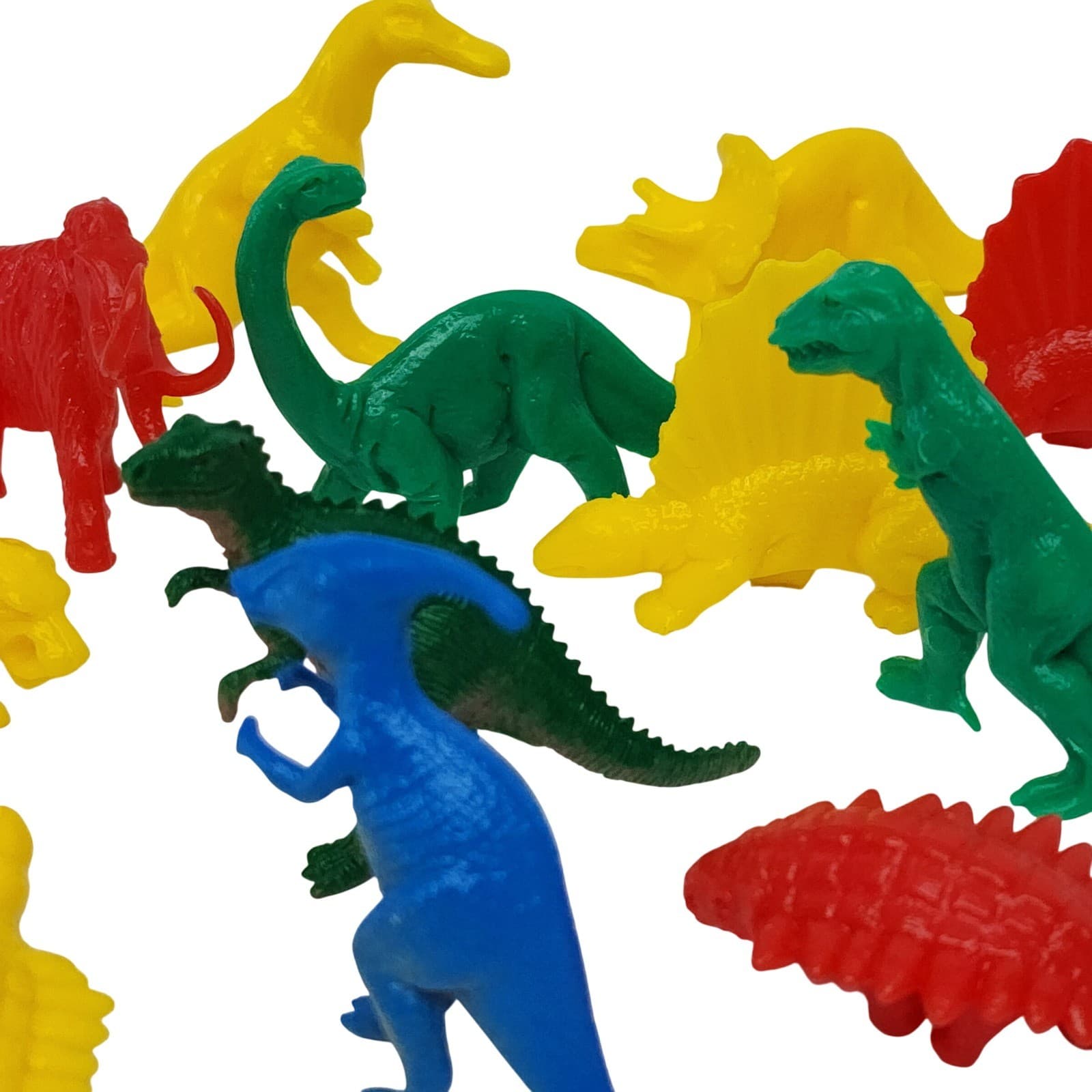 Vintage Style Plastic Dinosaur Toy Figures Lot 12pc Mixed Colors T-Rex Mammoth - Thumbnail 2