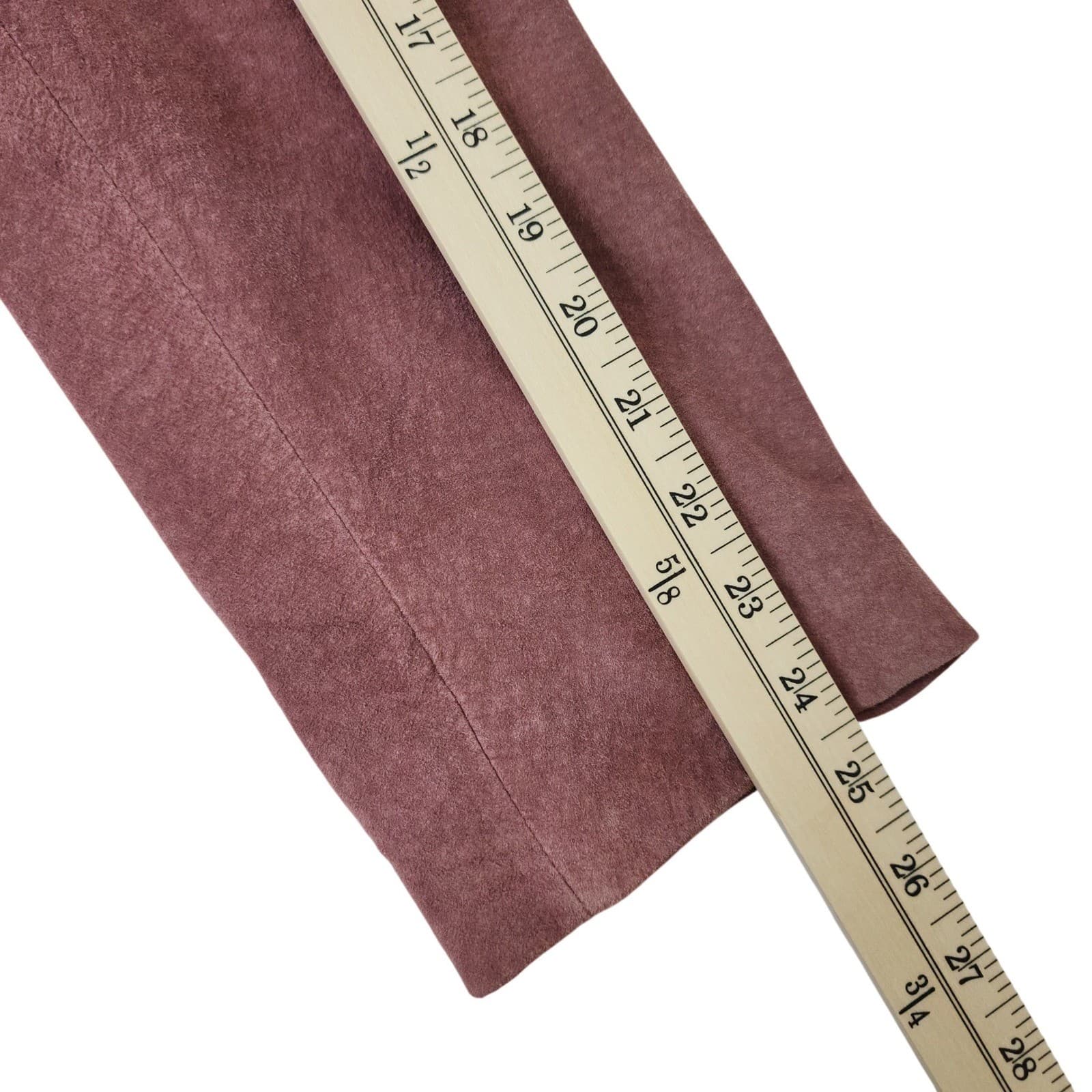Janeville Womens XL Mauve Pink Suede Leather Belted Trench Coat Jacket Mid - Thumbnail 9