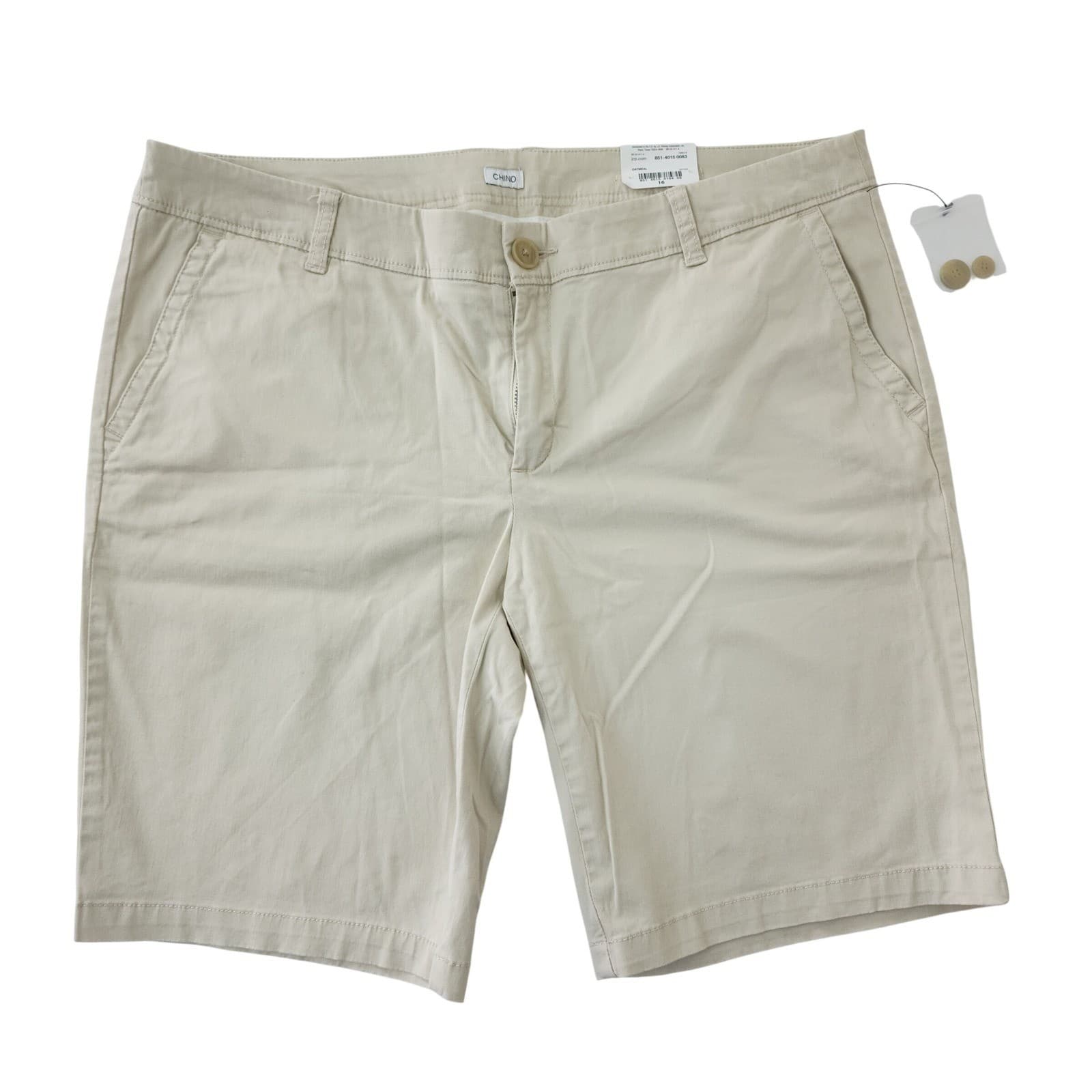 Liz Claiborne Women's Bermuda Beige Designer Size 16 NWT Cotton Stretch