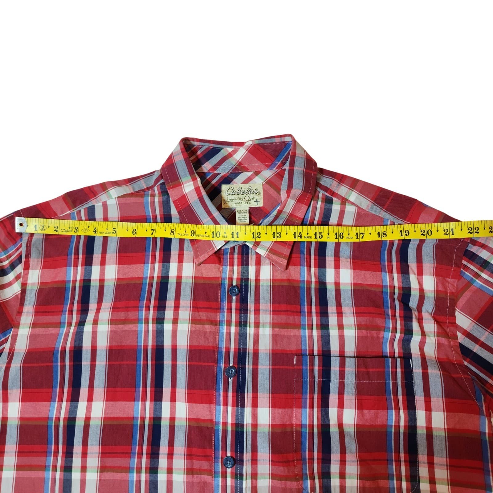 Cabela's Outfitter Shirt Men's 2XL Red Plaid Button Down Short Sleeve - Thumbnail 4