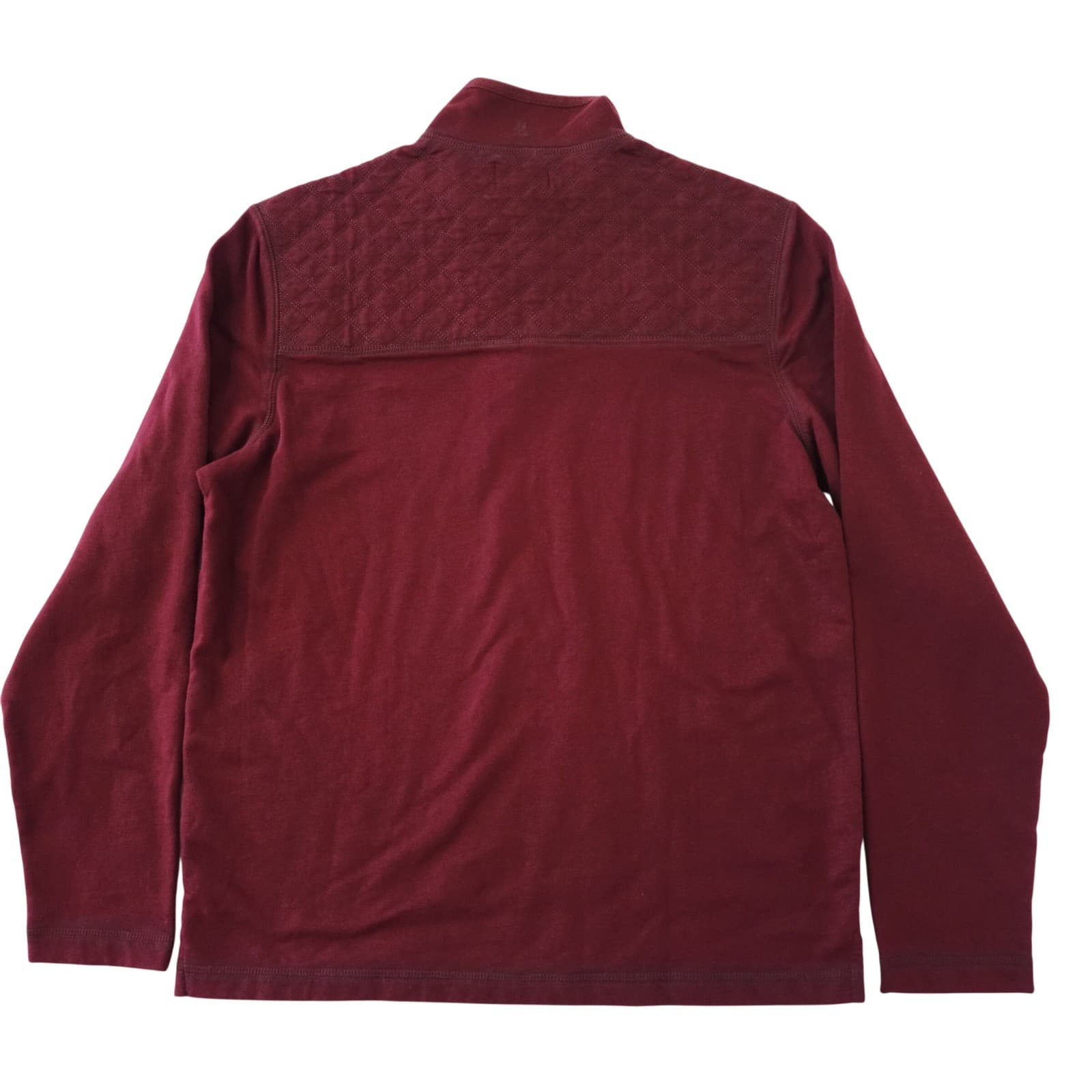 GH Bass Mens Medium Burgundy Quilted Shoulder Quarter Zip Pullover Sweater - Thumbnail 2