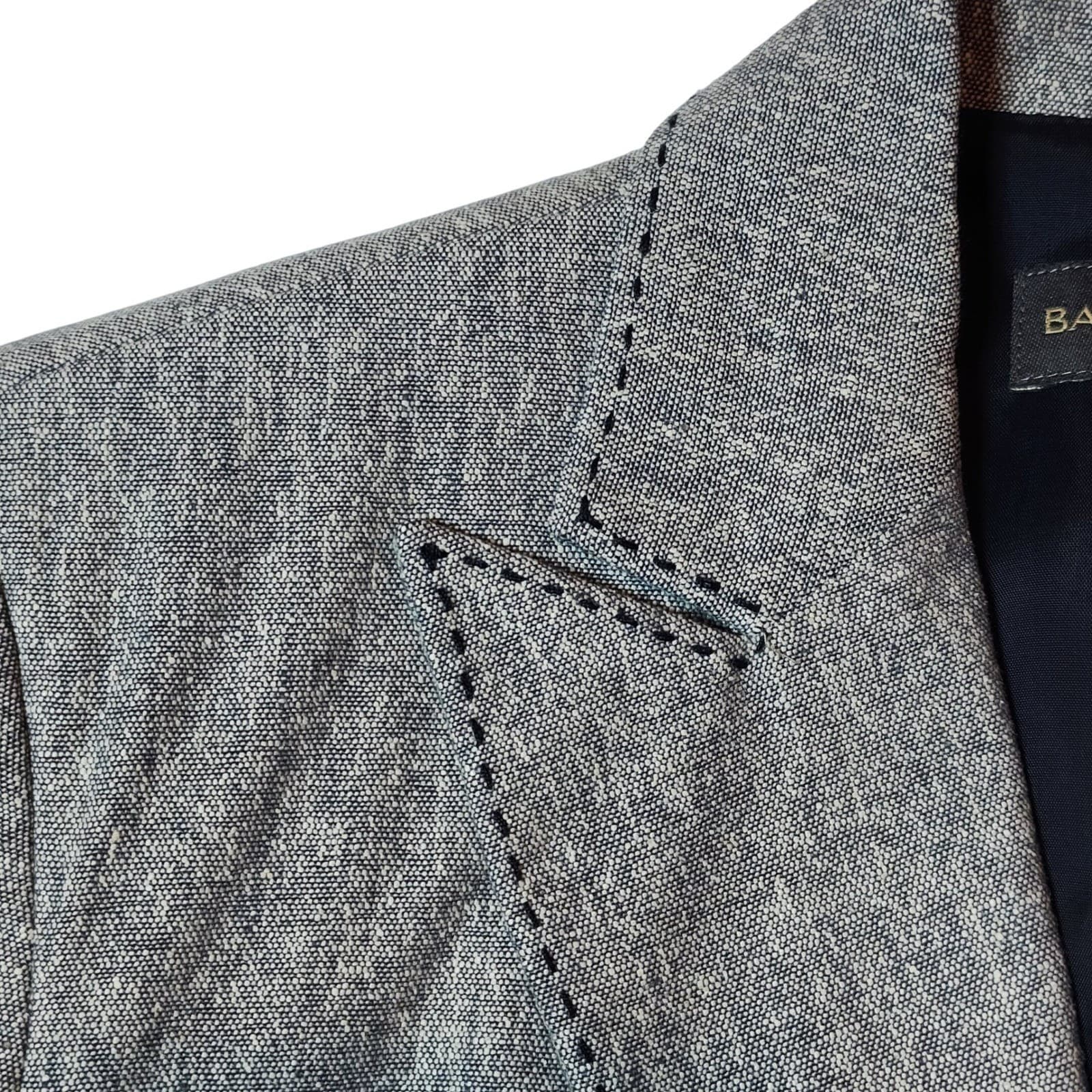 Banana Republic Silk Linen Blazer Grey Pick Stitch Single Button Jacket Size 0 - Thumbnail 8