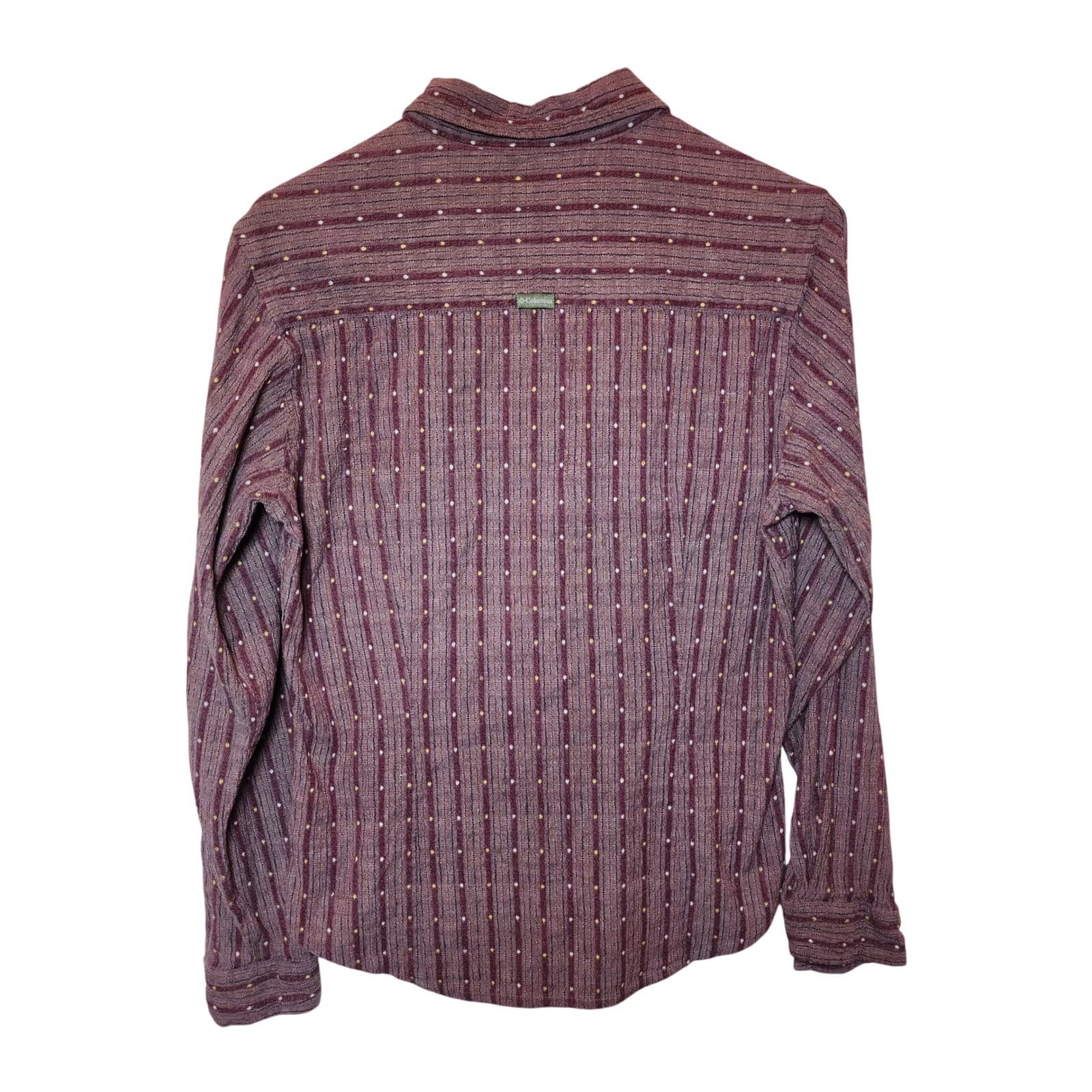 Columbia Women's Large Button Down Shirt Maroon Striped dot Long Sleeve - Thumbnail 2
