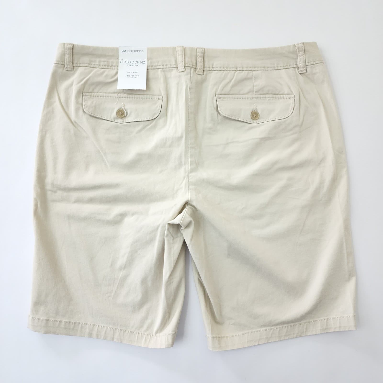 Liz Claiborne Women's Bermuda Beige Designer Size 16 NWT Cotton Stretch - Thumbnail 8