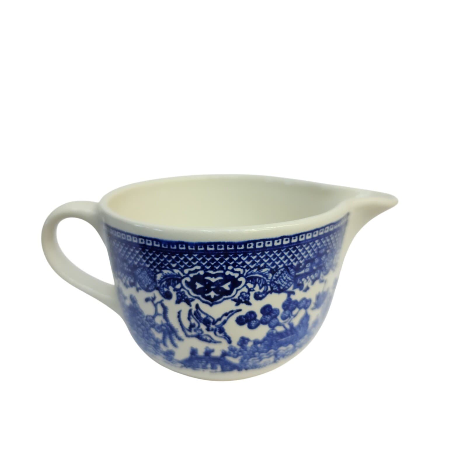 Vintage Blue Willow Cream and Sugar Set Blue White Transferware Ceramic - Thumbnail 2