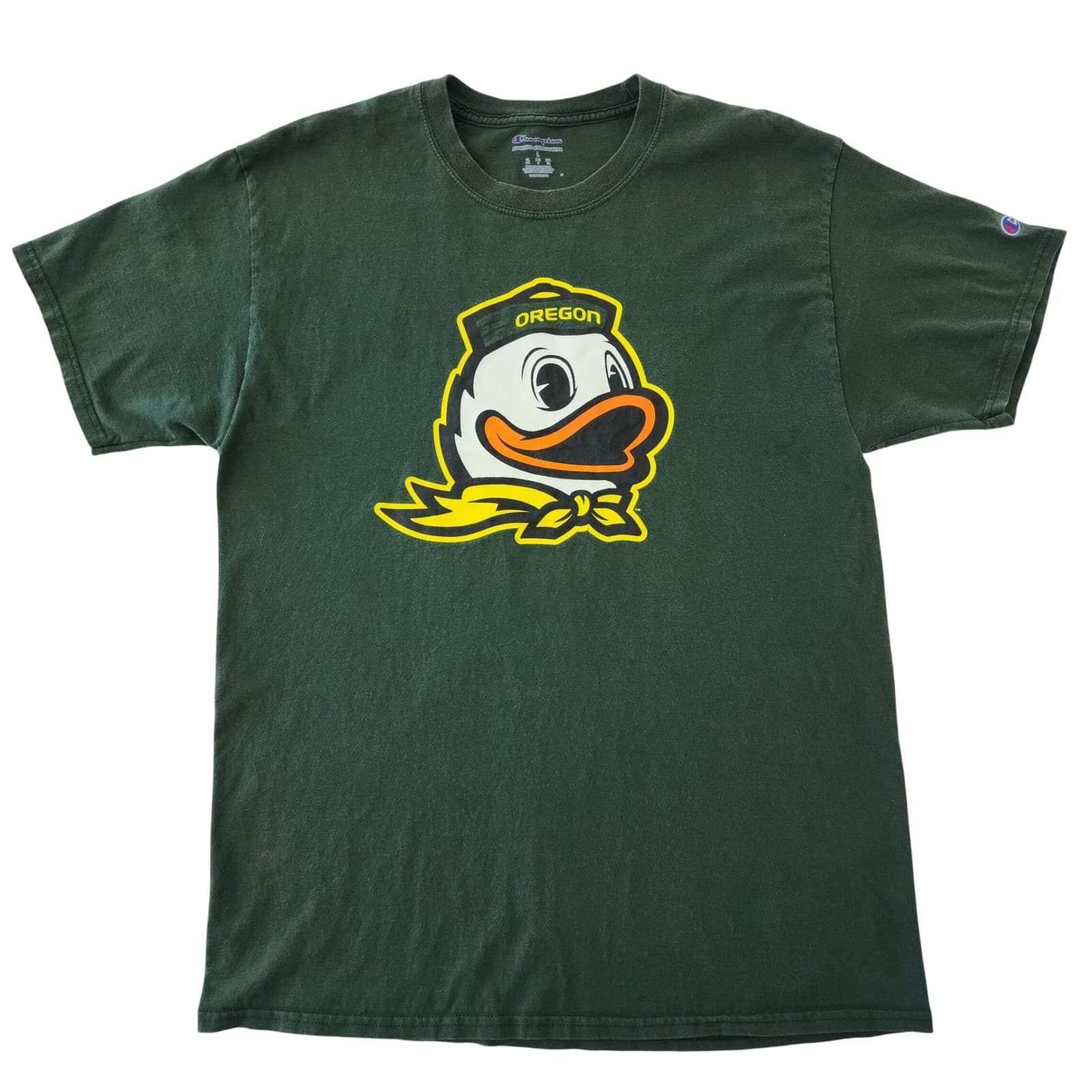 Champion Oregon Ducks T Shirt Mens Large Green Puddles Mascot NCAA Collegiate