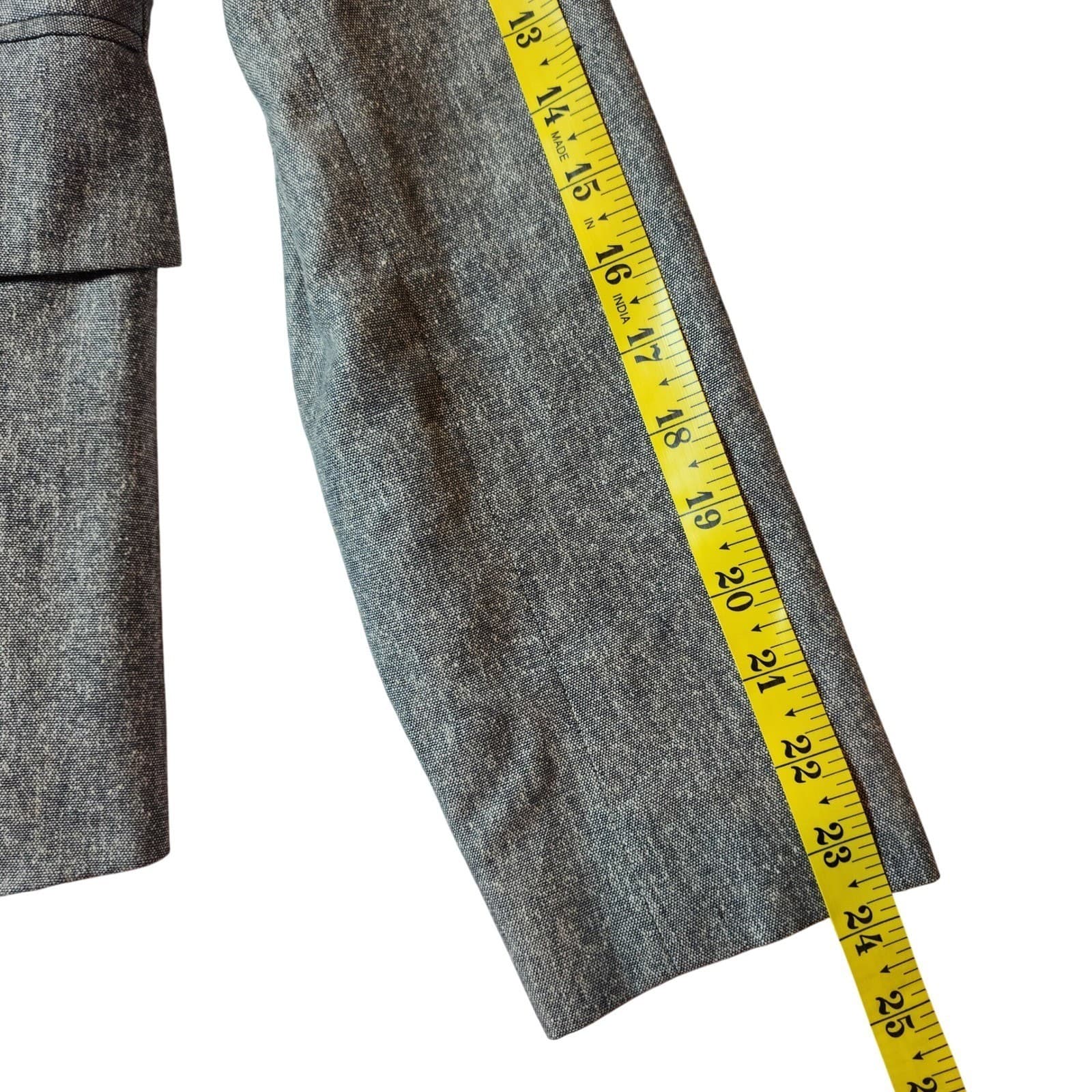 Banana Republic Silk Linen Blazer Grey Pick Stitch Single Button Jacket Size 0 - Thumbnail 7