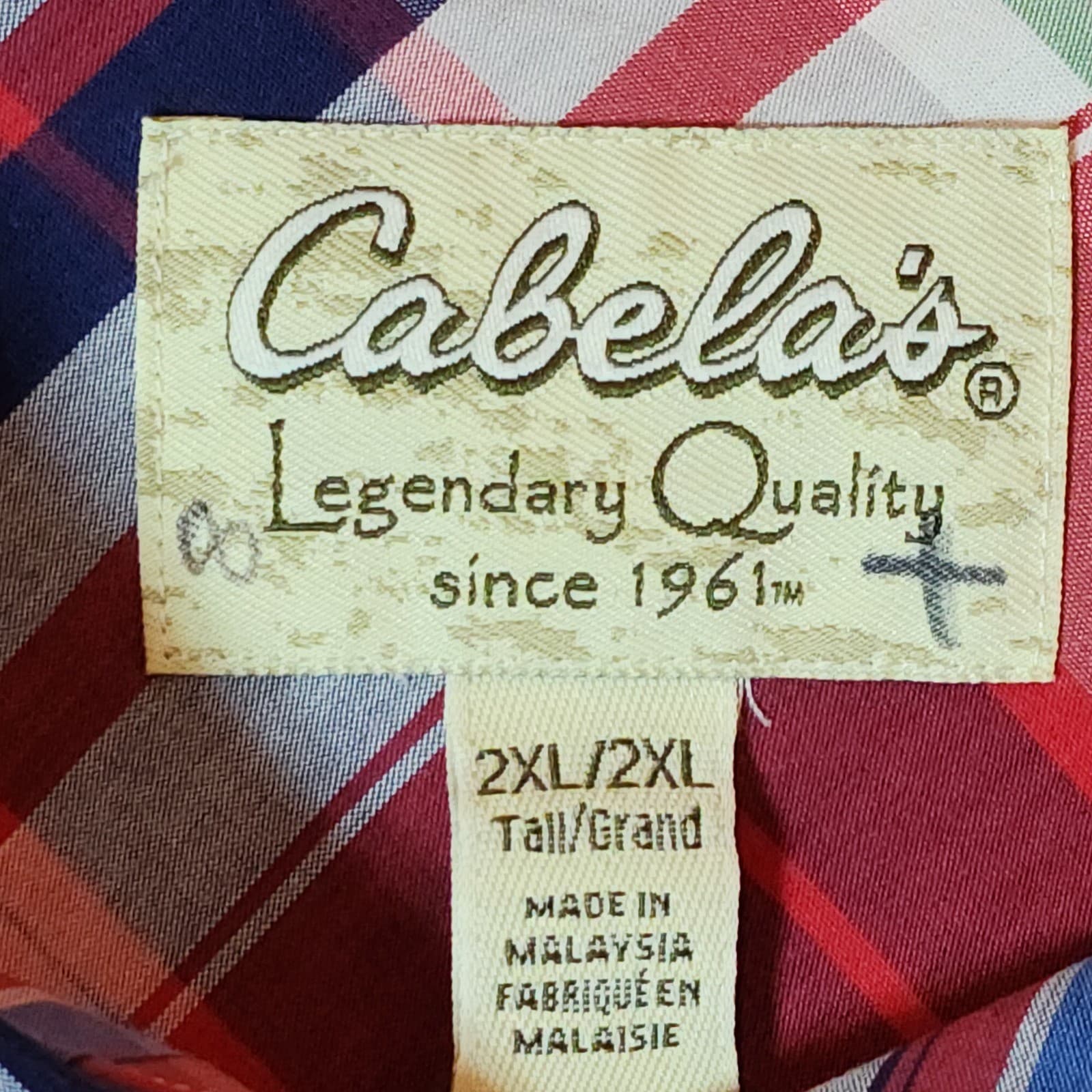 Cabela's Outfitter Shirt Men's 2XL Red Plaid Button Down Short Sleeve - Thumbnail 3