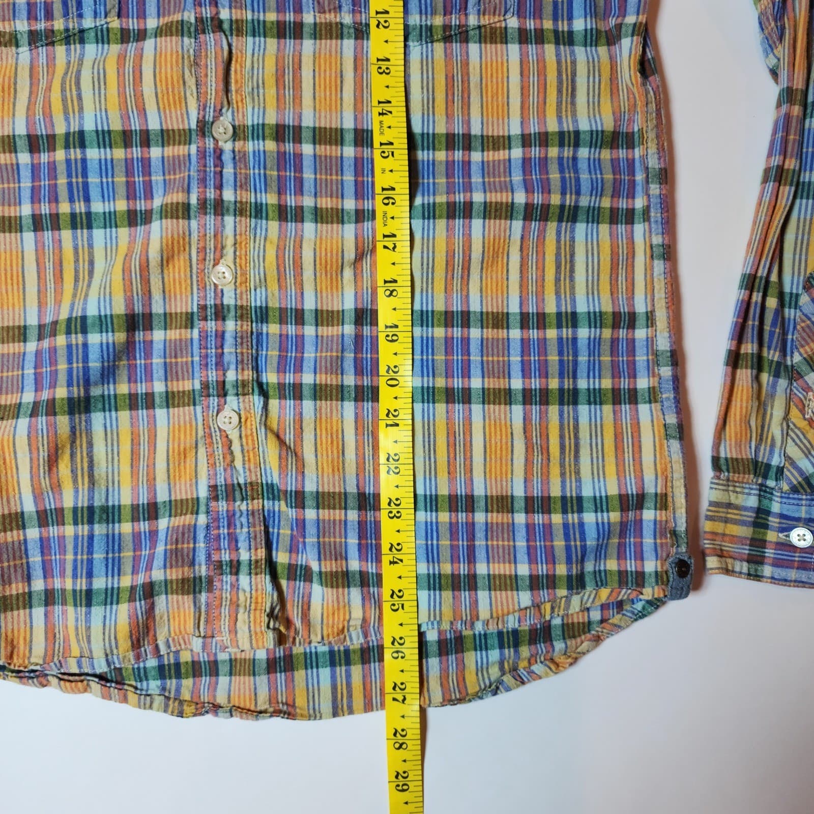 Carbon 2 Cobalt Mens Small Plaid Button Down Shirt Long Sleeve Cotton - Thumbnail 6