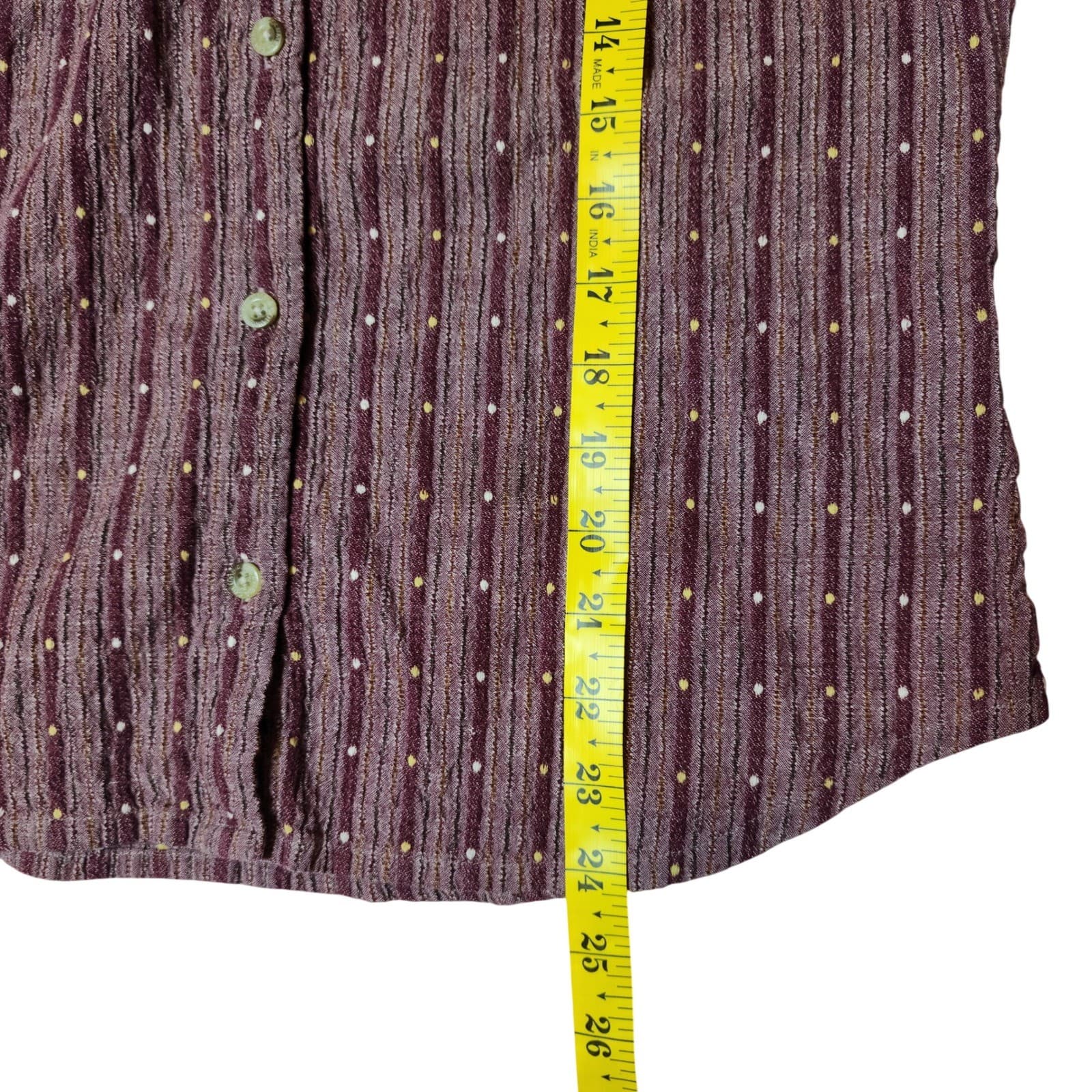 Columbia Women's Large Button Down Shirt Maroon Striped dot Long Sleeve - Thumbnail 6