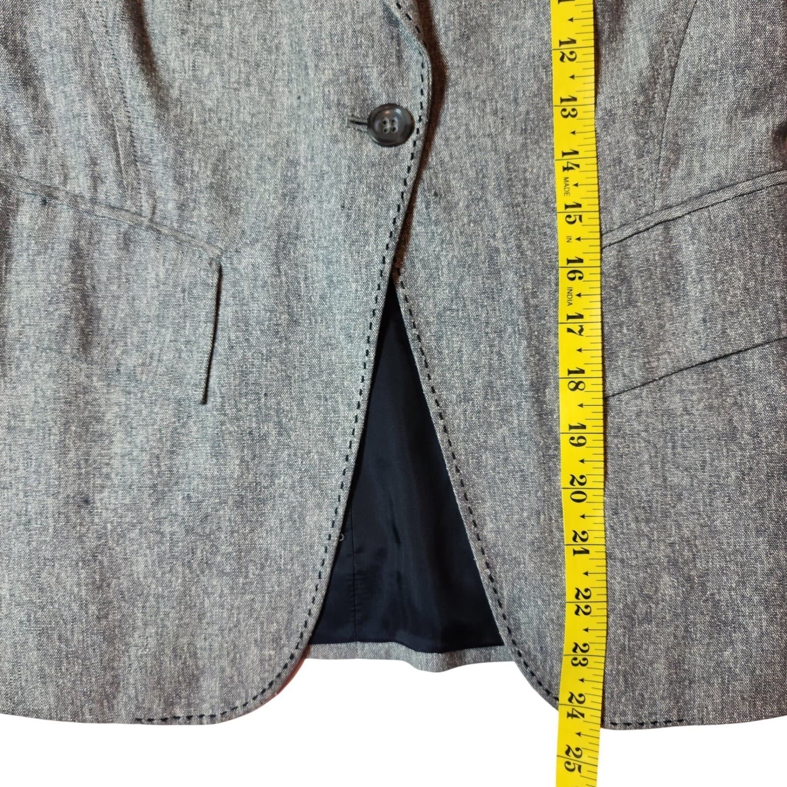 Banana Republic Silk Linen Blazer Grey Pick Stitch Single Button Jacket Size 0 - Thumbnail 5