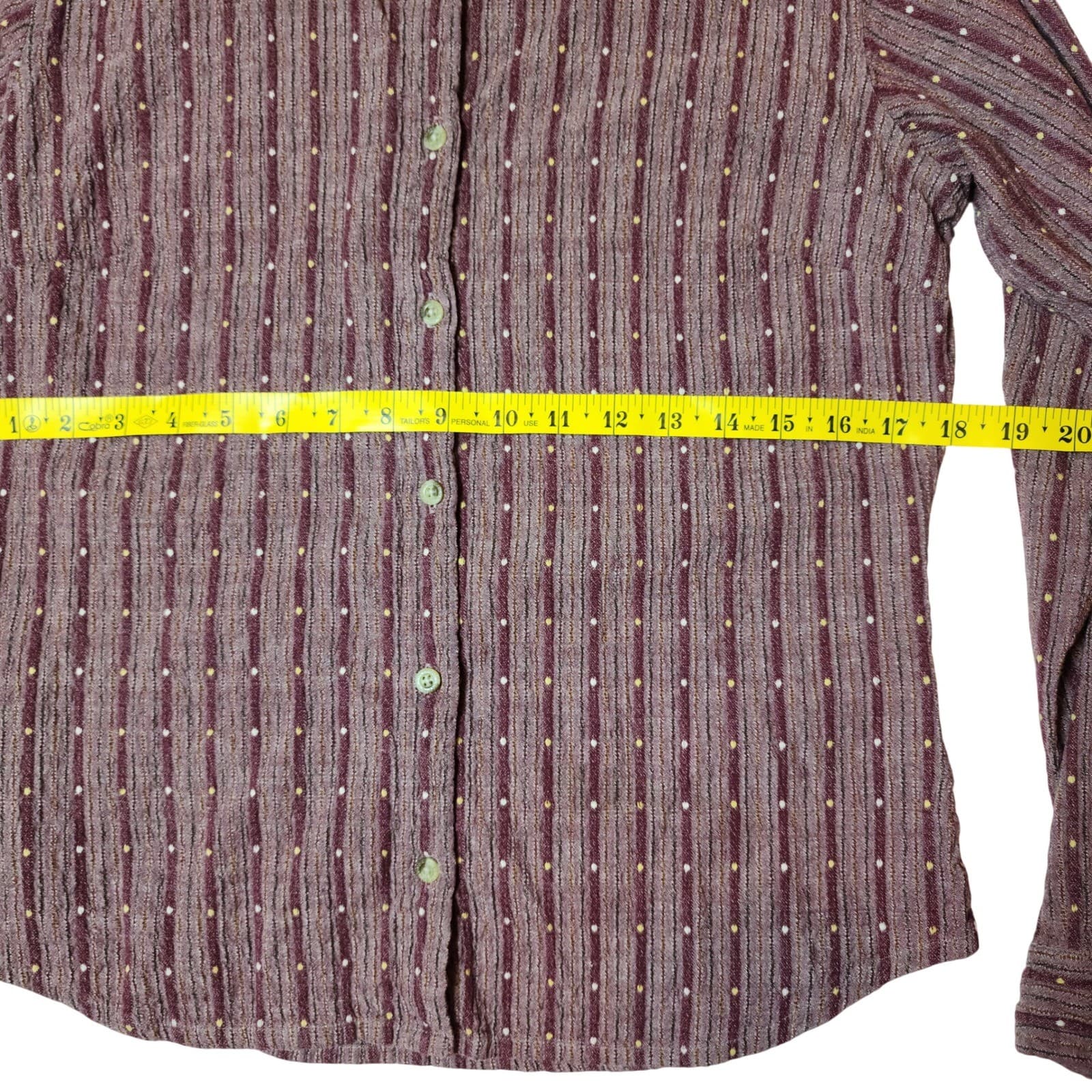 Columbia Women's Large Button Down Shirt Maroon Striped dot Long Sleeve - Thumbnail 5