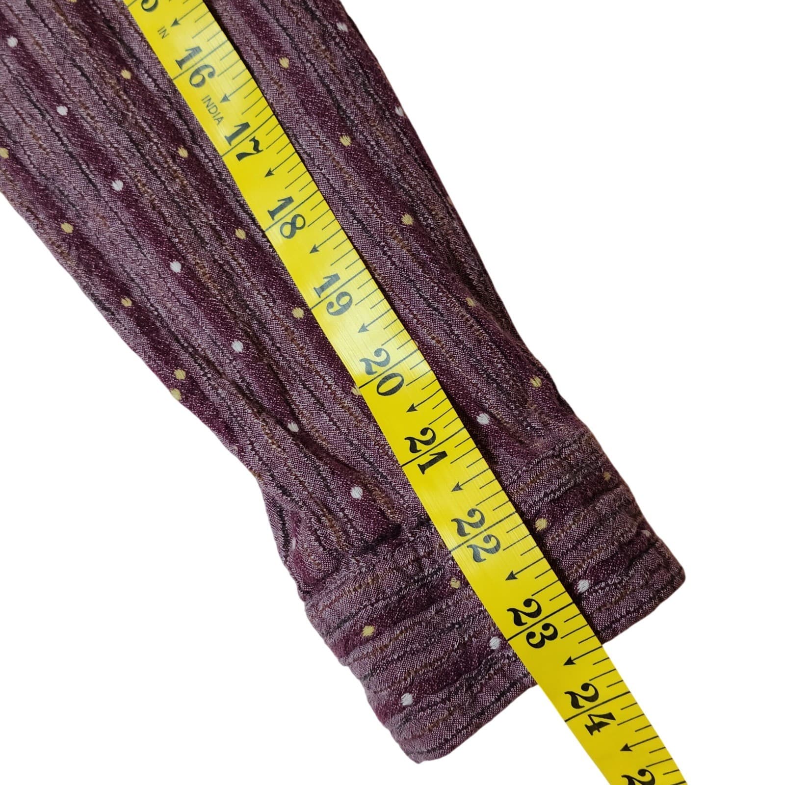 Columbia Women's Large Button Down Shirt Maroon Striped dot Long Sleeve - Thumbnail 7