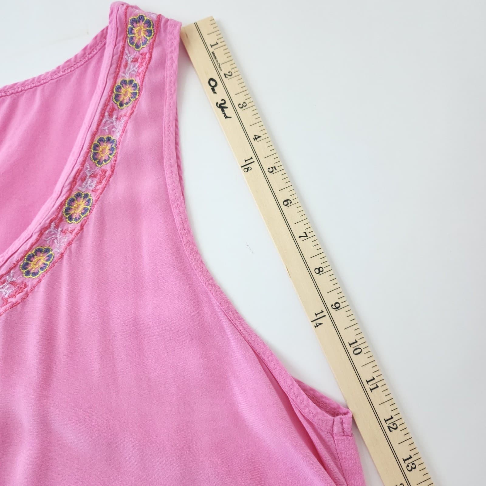 Sunshine Raised Ombre Pink Purple Embroidered V-Neck Tank Dress L/XL Beach Girl - Thumbnail 5