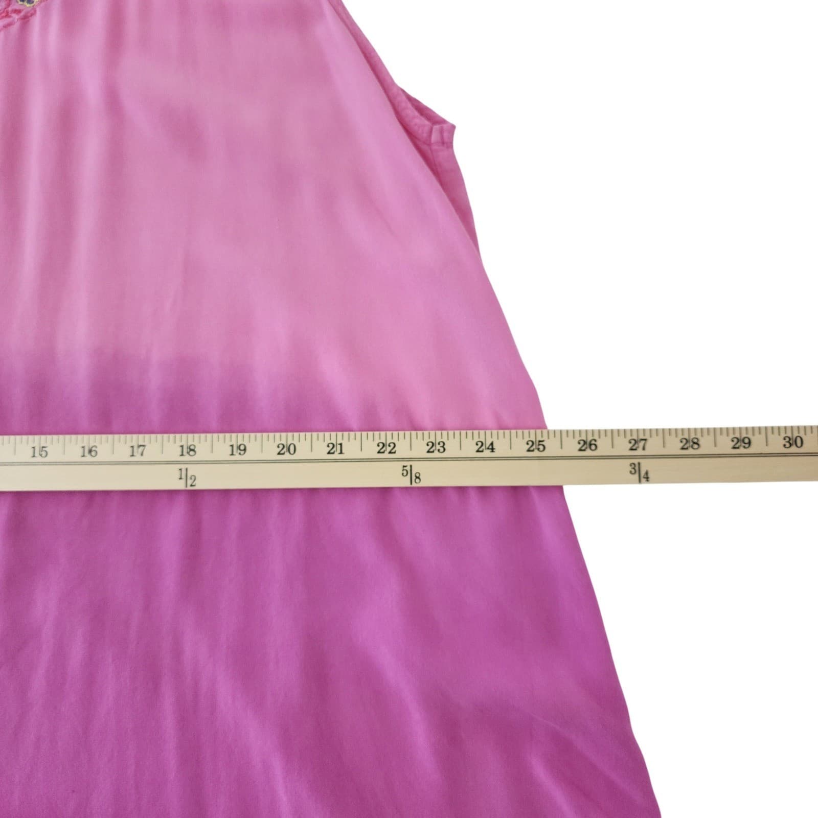 Sunshine Raised Ombre Pink Purple Embroidered V-Neck Tank Dress L/XL Beach Girl - Thumbnail 6