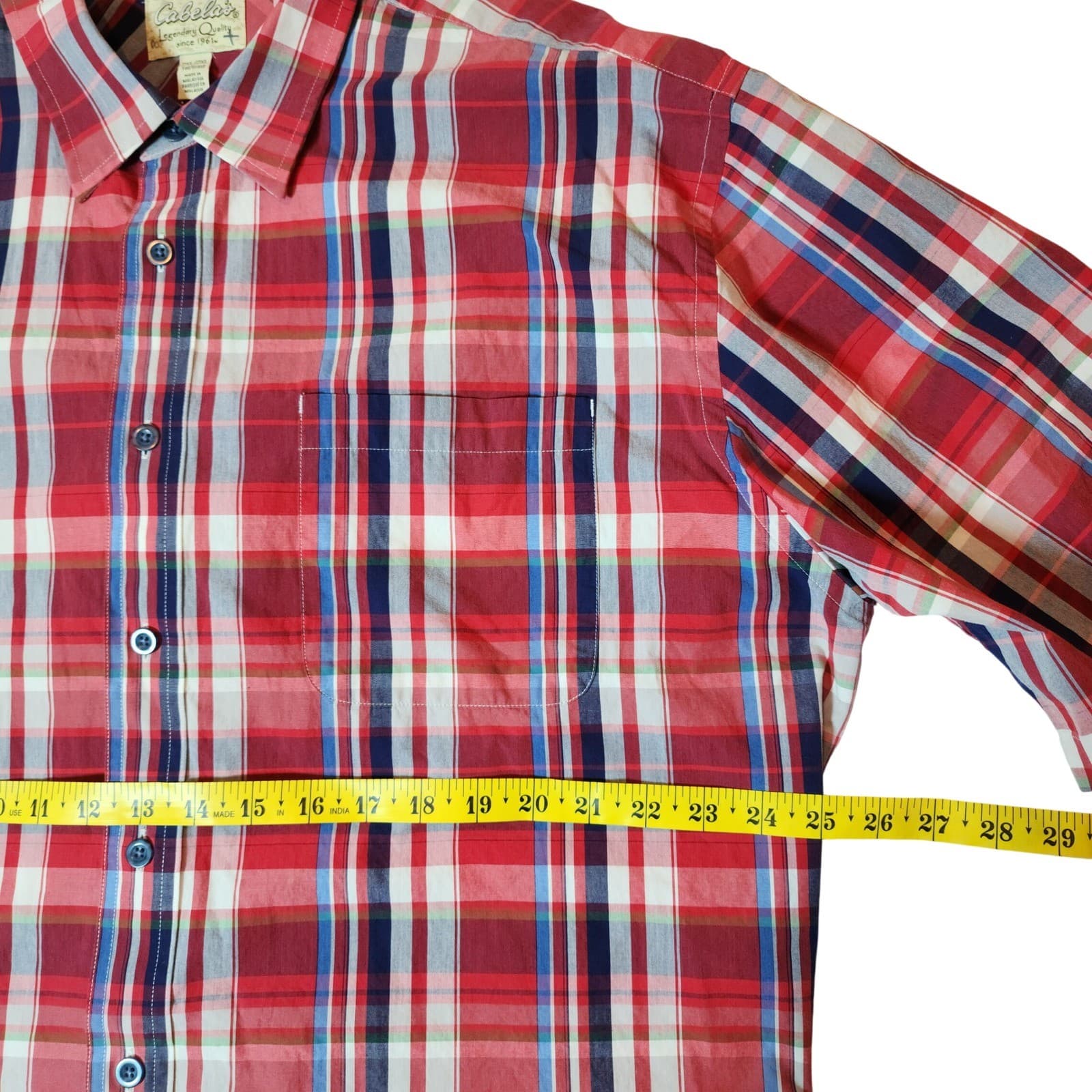 Cabela's Outfitter Shirt Men's 2XL Red Plaid Button Down Short Sleeve - Thumbnail 5