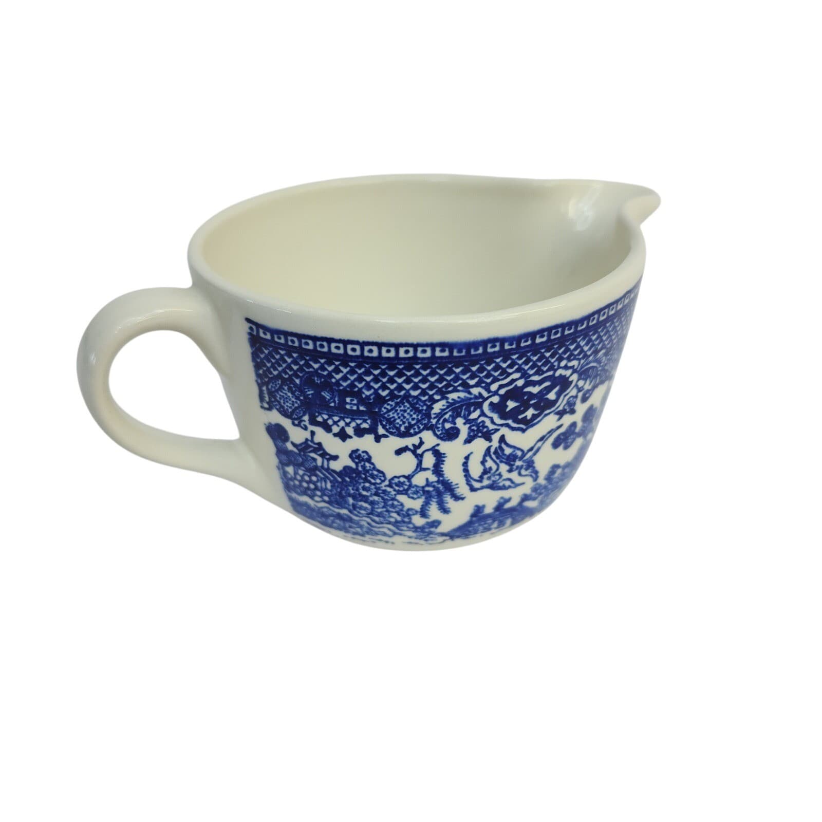 Vintage Blue Willow Cream and Sugar Set Blue White Transferware Ceramic - Thumbnail 3