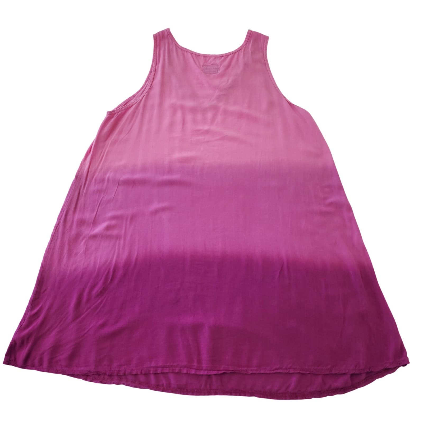 Sunshine Raised Ombre Pink Purple Embroidered V-Neck Tank Dress L/XL Beach Girl - Thumbnail 2