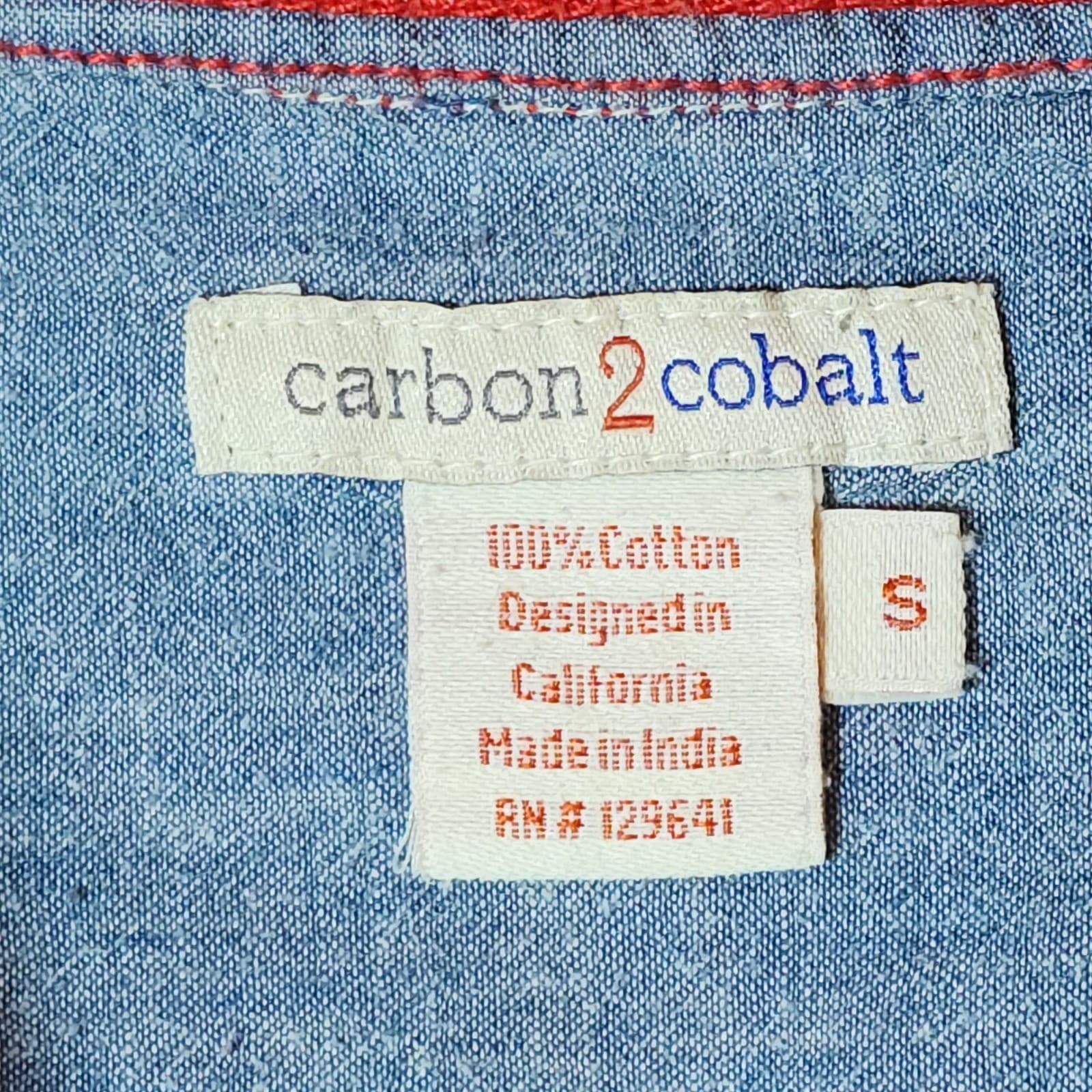 Carbon 2 Cobalt Mens Small Plaid Button Down Shirt Long Sleeve Cotton - Thumbnail 3