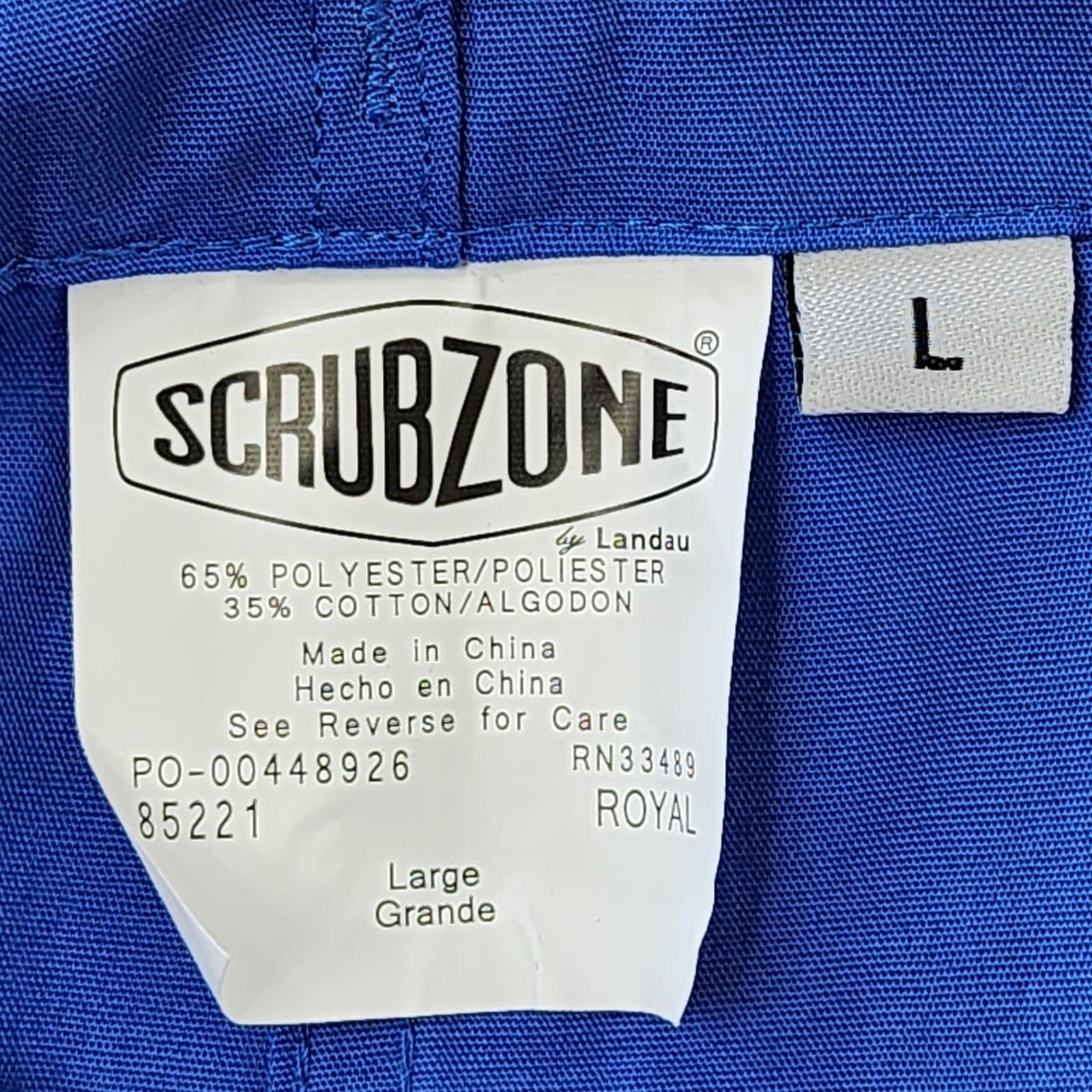 ScrubZone by Landau Royal Blue Medical Scrub Set V-Neck Top Pants Large NWT - Thumbnail 3