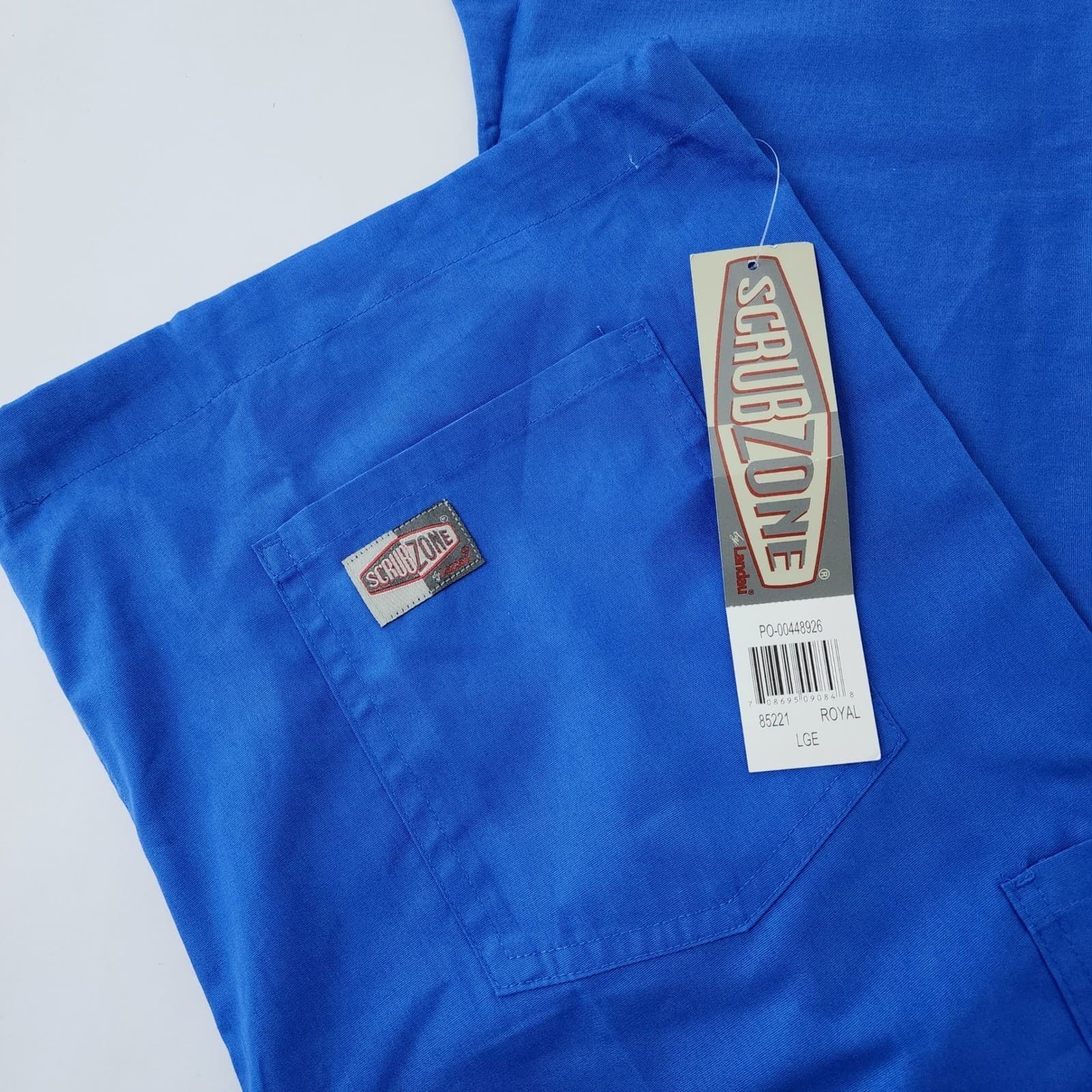 ScrubZone by Landau Royal Blue Medical Scrub Set V-Neck Top Pants Large NWT - Thumbnail 2