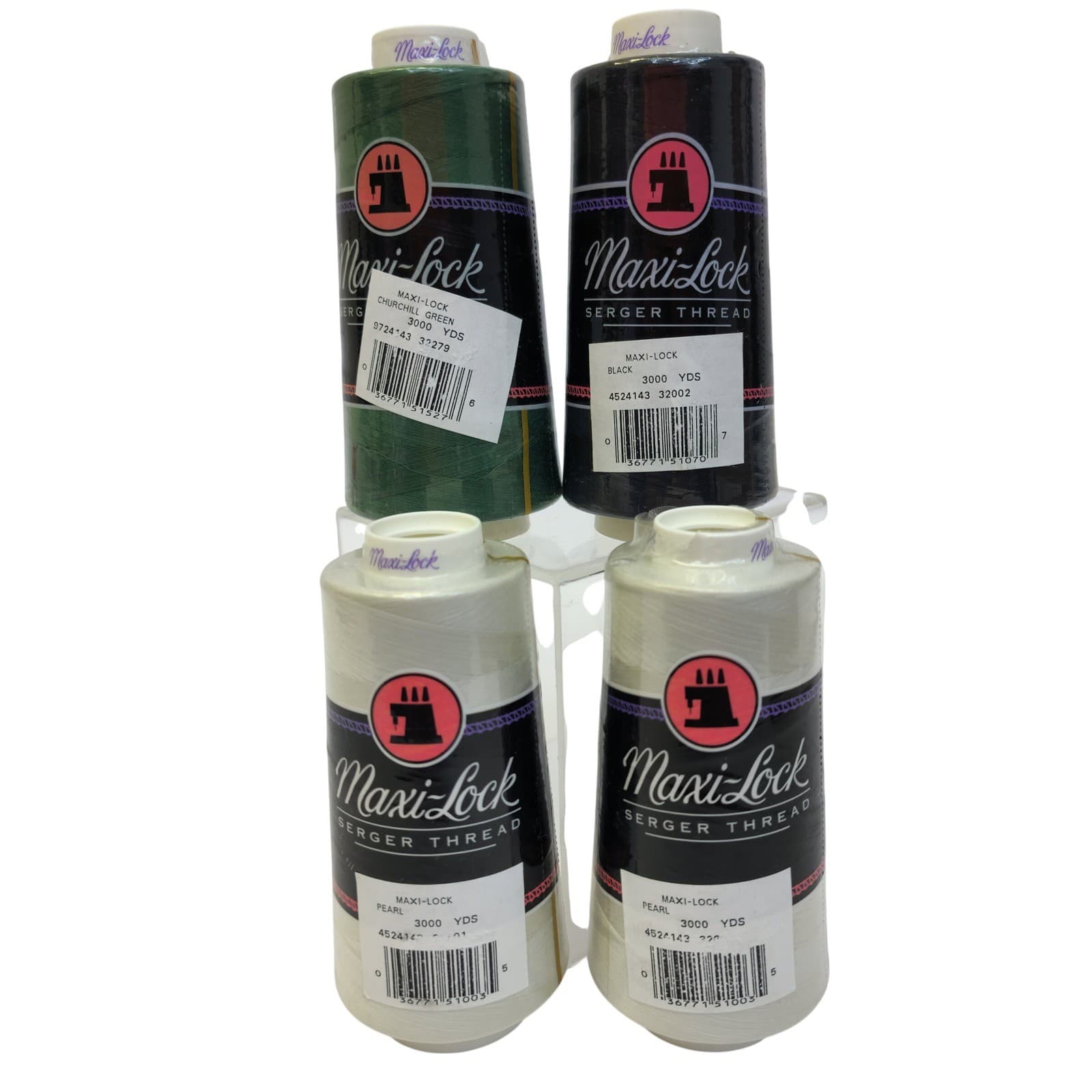 Maxi-Lock Serger Thread 3000 Yds 4 Cones Pearl Green Black American & Efird NEW - Thumbnail 2