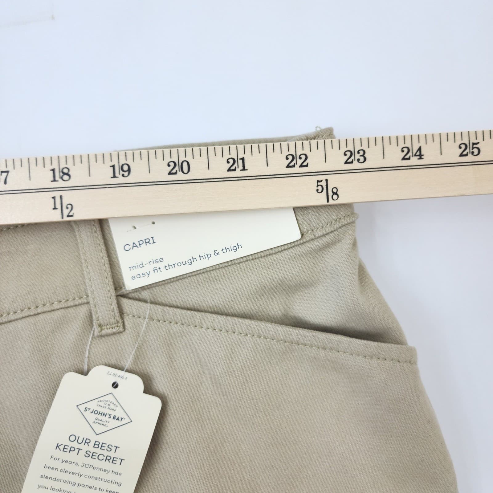 St Johns Bay Womens 24W Khaki Secretly Slender Mid Rise Capri Pants NWT - Thumbnail 8