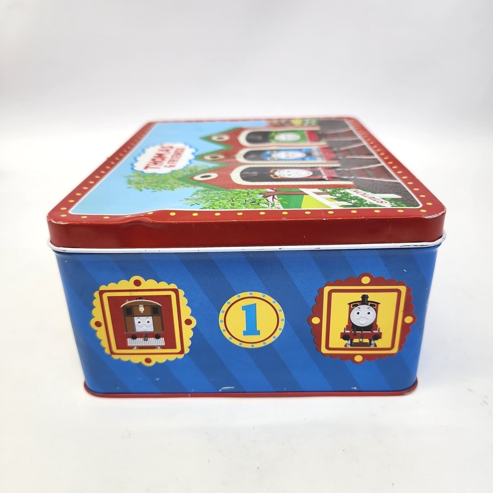 VINTAGE Thomas and Friends Tin Lunch Box Schylling 2002 Metal Toy Storage Case - Thumbnail 4