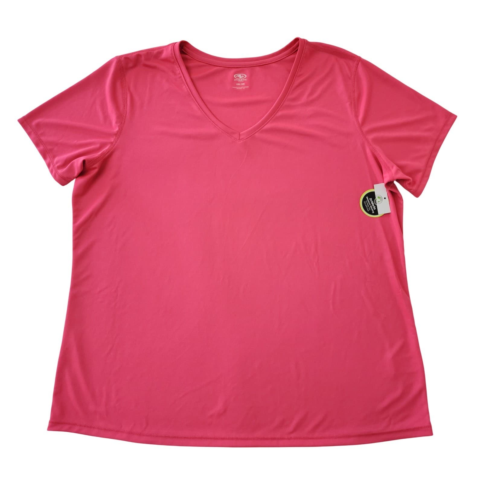 Athletic Works Women's XXL 20 Pink V-Neck Short Sleeve DriWorks Activewear NWT