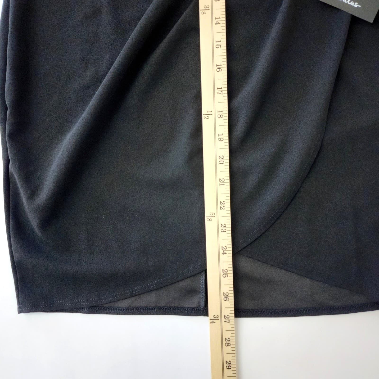 Lulus Reinette Black Wrap Midi Dress Bodycon Cocktail Size L NWT - Thumbnail 5