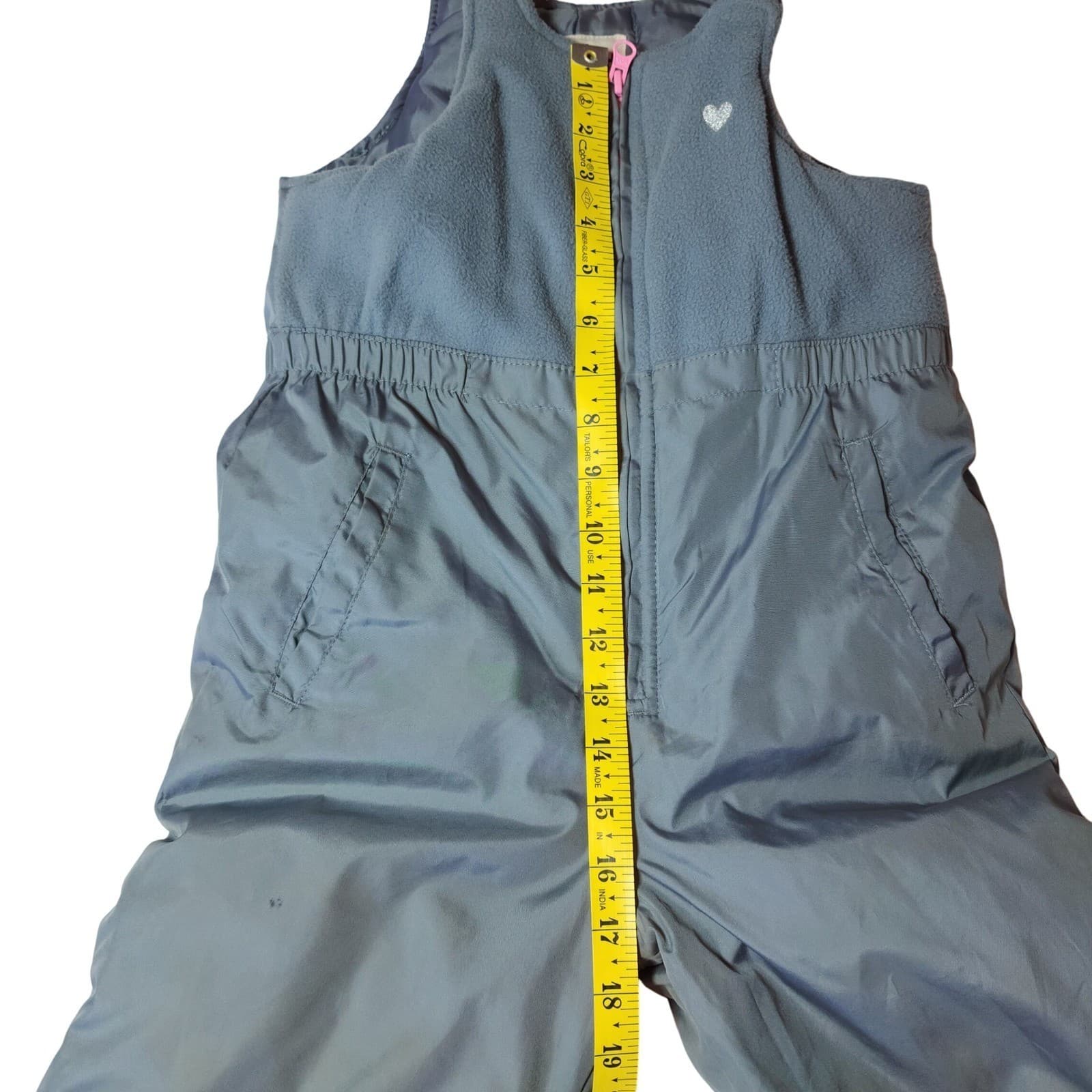 OshKosh Bgosh Girls Gray Fleece Lined Insulated Snow Bib Overalls Size 6X - Thumbnail 6