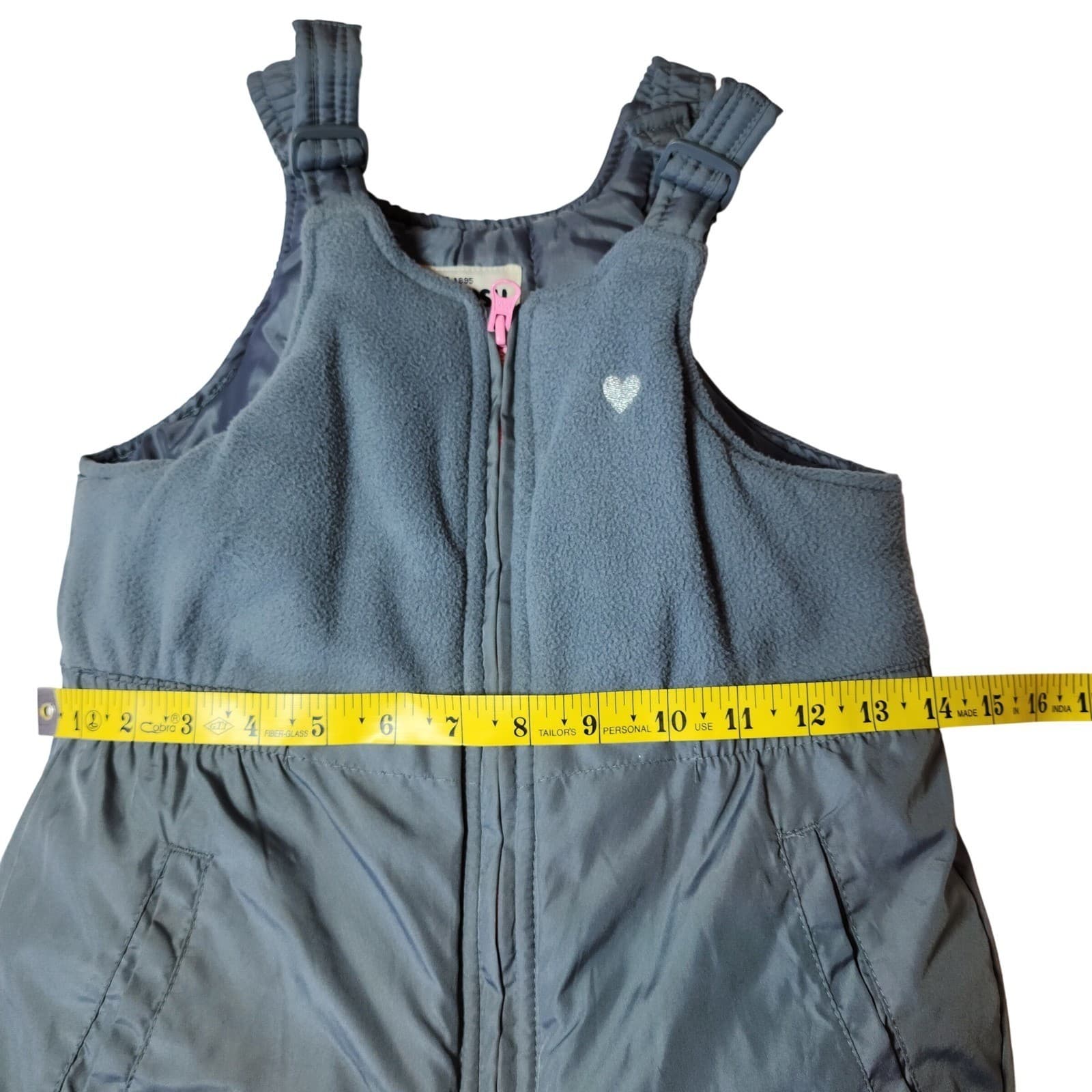 OshKosh Bgosh Girls Gray Fleece Lined Insulated Snow Bib Overalls Size 6X - Thumbnail 5